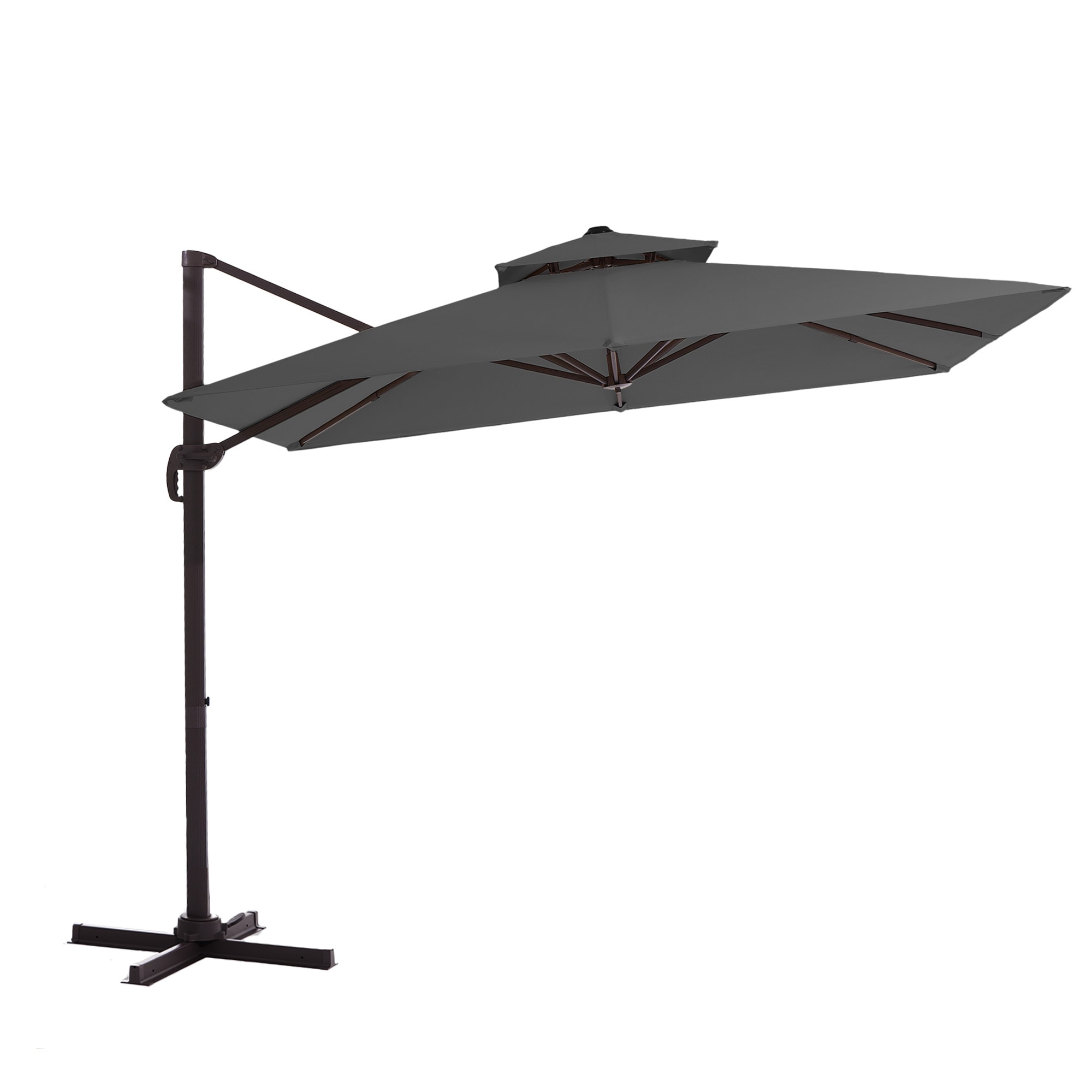 VOUA SAF-DXRJY-BE 10-Feet Aluminum Gray Crank Cantilever Patio Umbrella