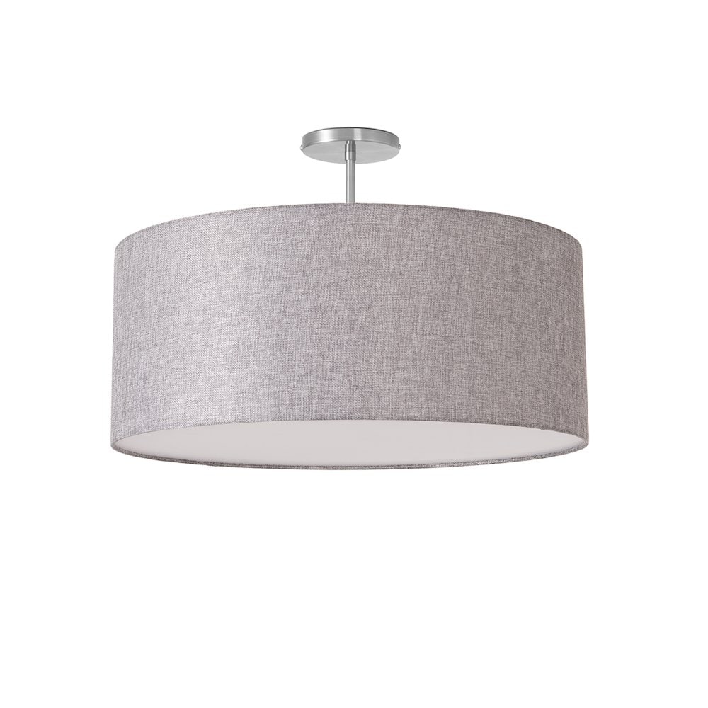 NOVA of California Stretch Semi Flush Mount Cashmere Gray Linen Drum Shade Satin Nickel