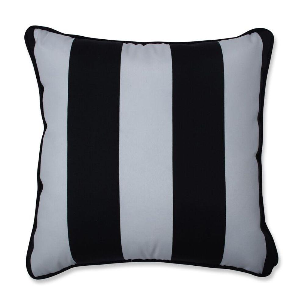 Pillow Perfect Cabana Stripe Black 2 Piece 16 12 In X 16 12 In Black Indoor Decorative Pillow 