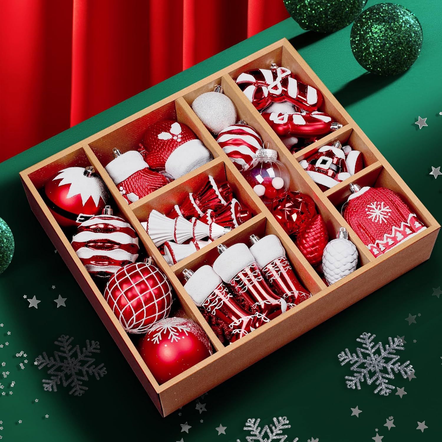 OBERSTER 85ct Christmas Balls Ornaments Set Colorful Shatterproof Plastic Christmas Tree Ornaments Xmas Decorative Baubles for Christmas Tree Decorations with Hanging Strings