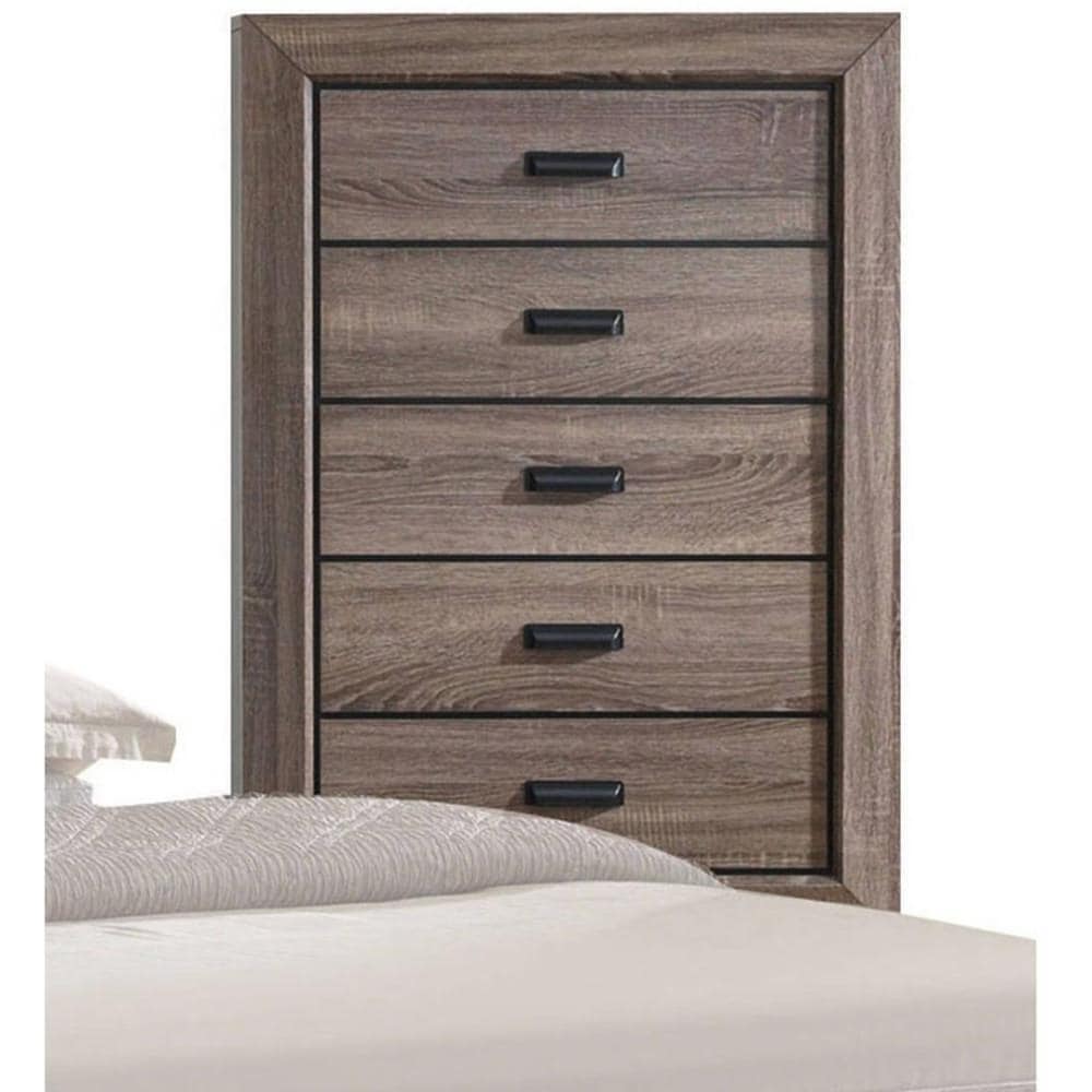 Benzara BM185444 Gray 5-Drawer Chest