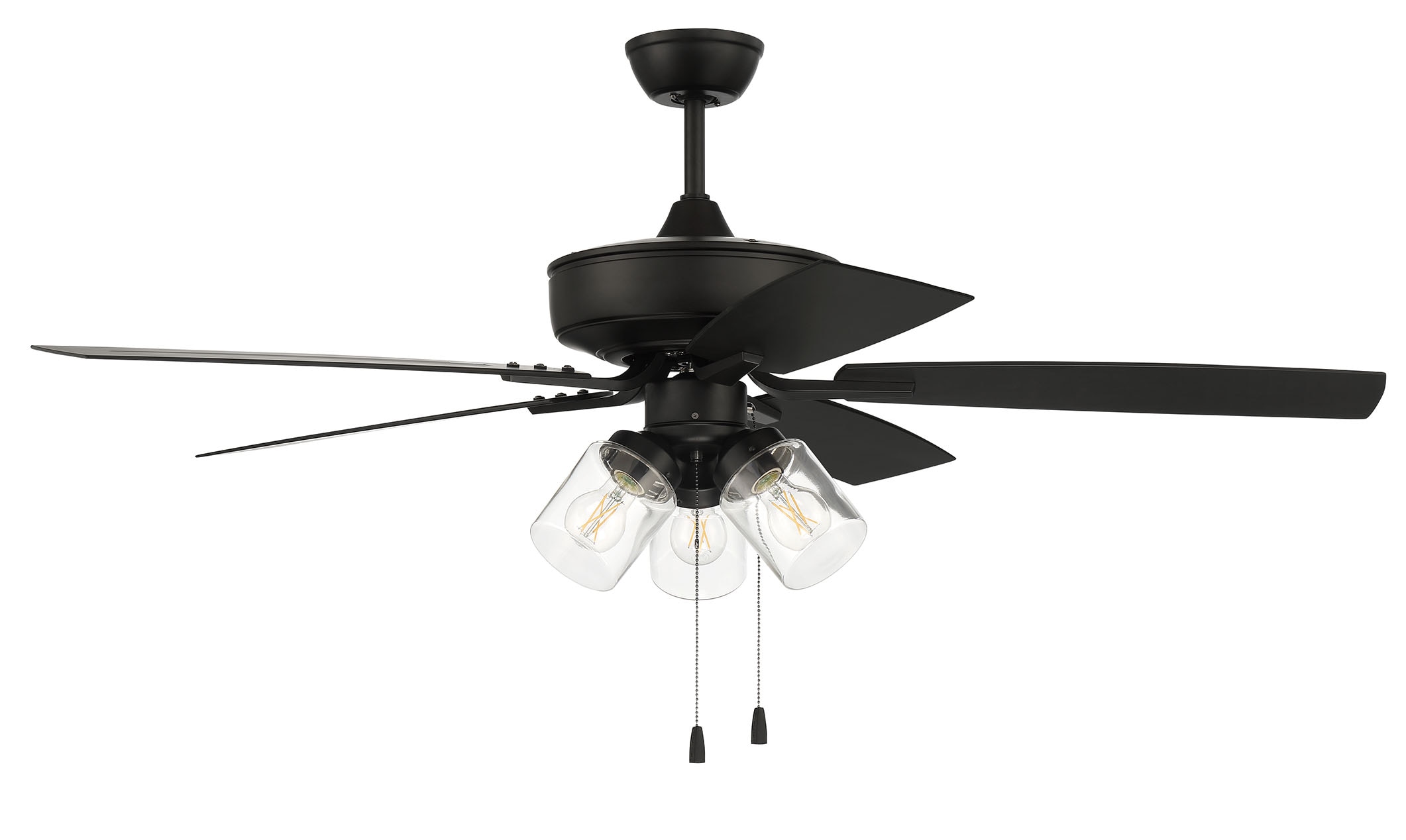 Craftmade OP104FB5 Outdoor Pro Plus 104 52-in Outdoor Downrod or Flush Mount Flat Black with Flat Black Blades Ceiling Fan With Light ( 5 -Blade )
