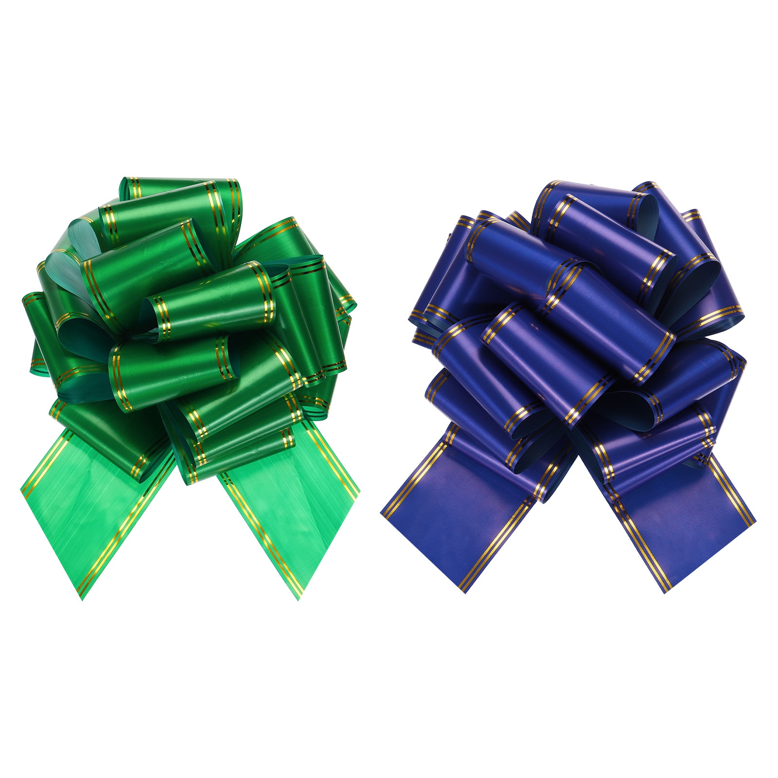Unique Bargains 12 Inch Giant Large Pull Bow Big Metallic Car Bows Ribbon with Gold Edge for Wedding Presents Gift Wrapping Christmas Green/Blue