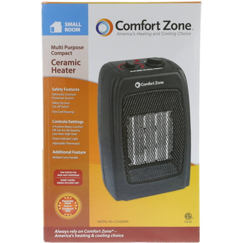 Comfort Zone Up To 1500 Watt Convection Compact Personal Indoor Electric Space Heater With