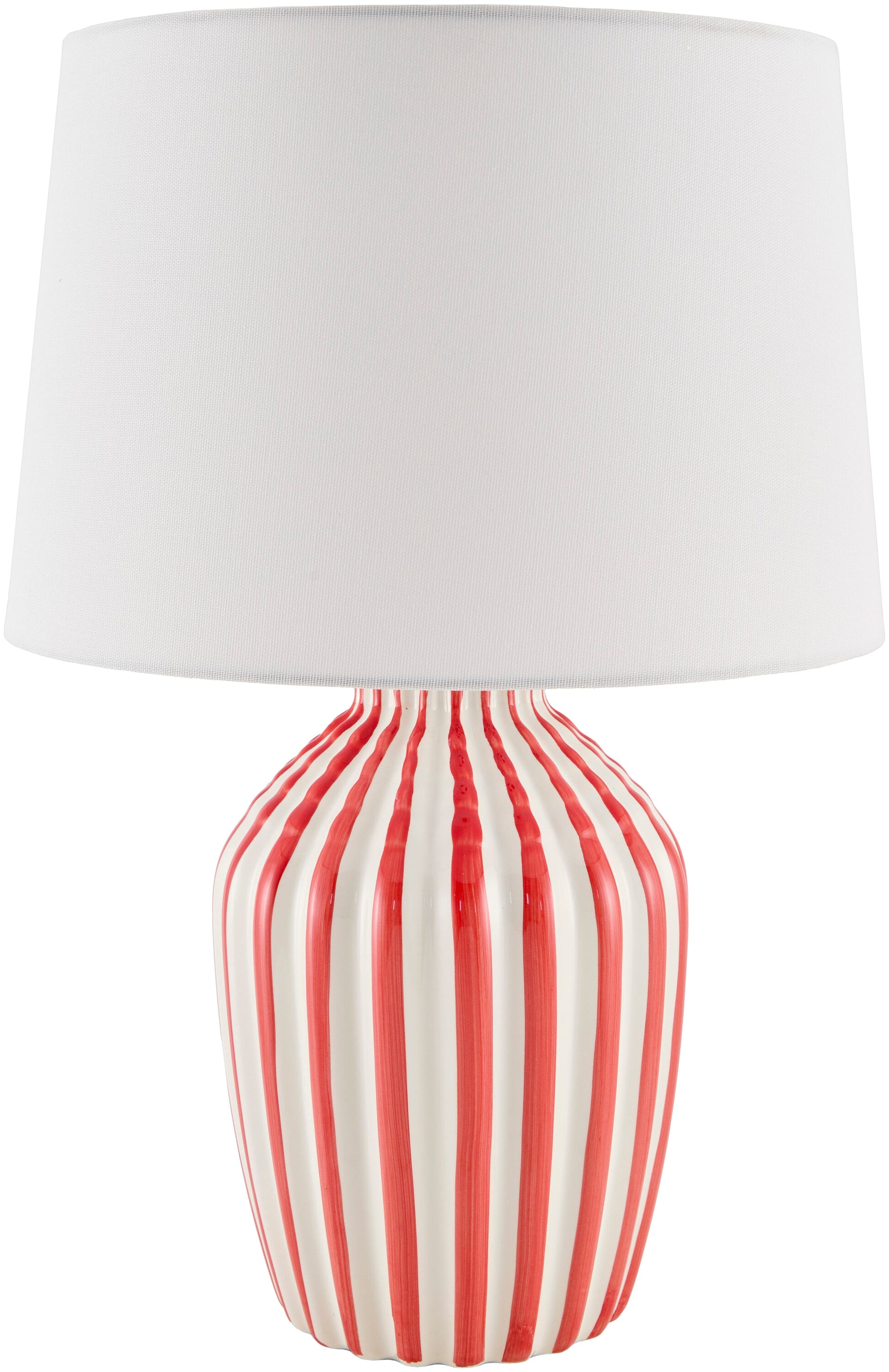 Livabliss Stratos 22-in White/Red On/Off switch Table Lamp with Linen ...