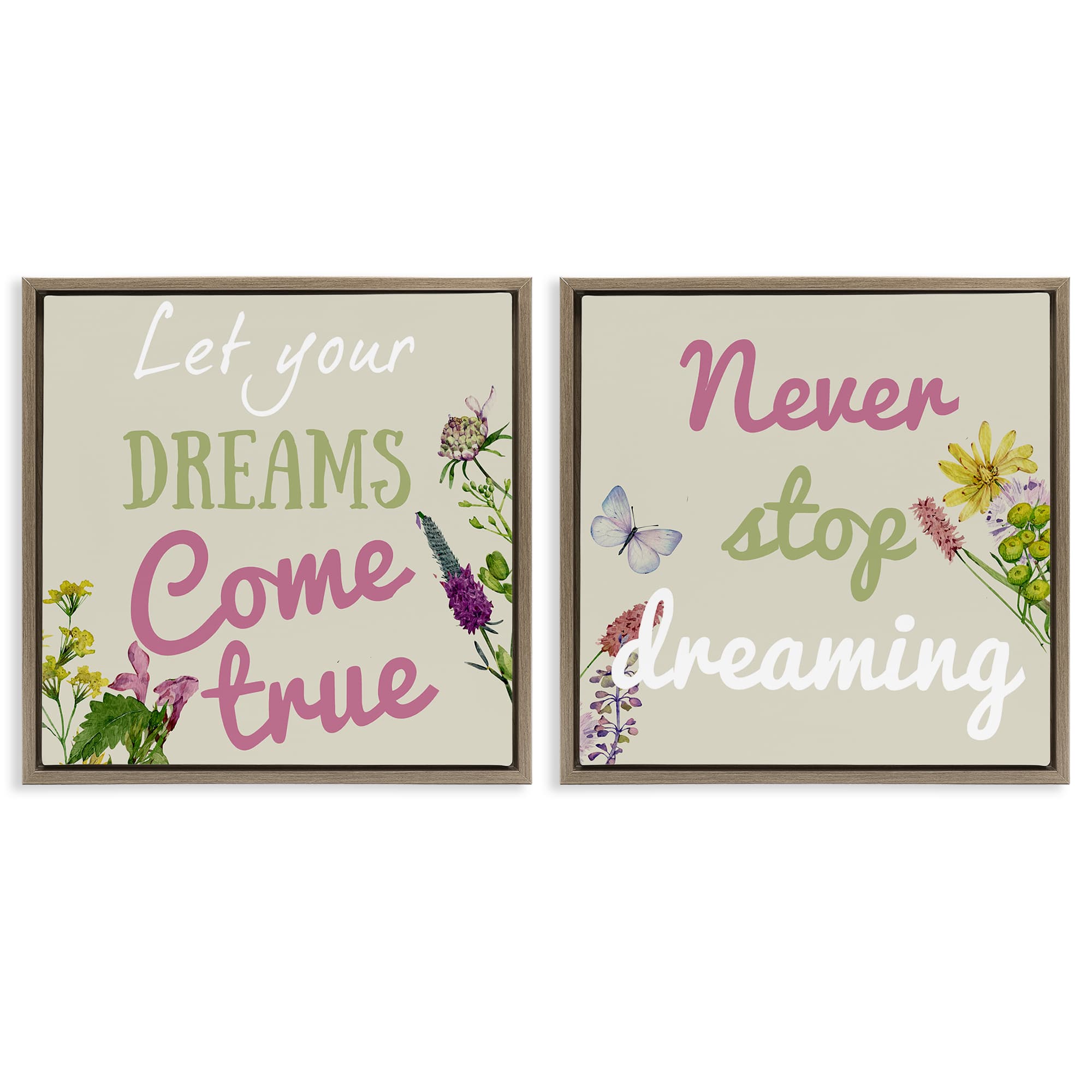 Stupell Industries B2-778-FFE-2PC-17X17 Motivational Dream Sentiments 2pc Floating Frame Set design by Kim Allen