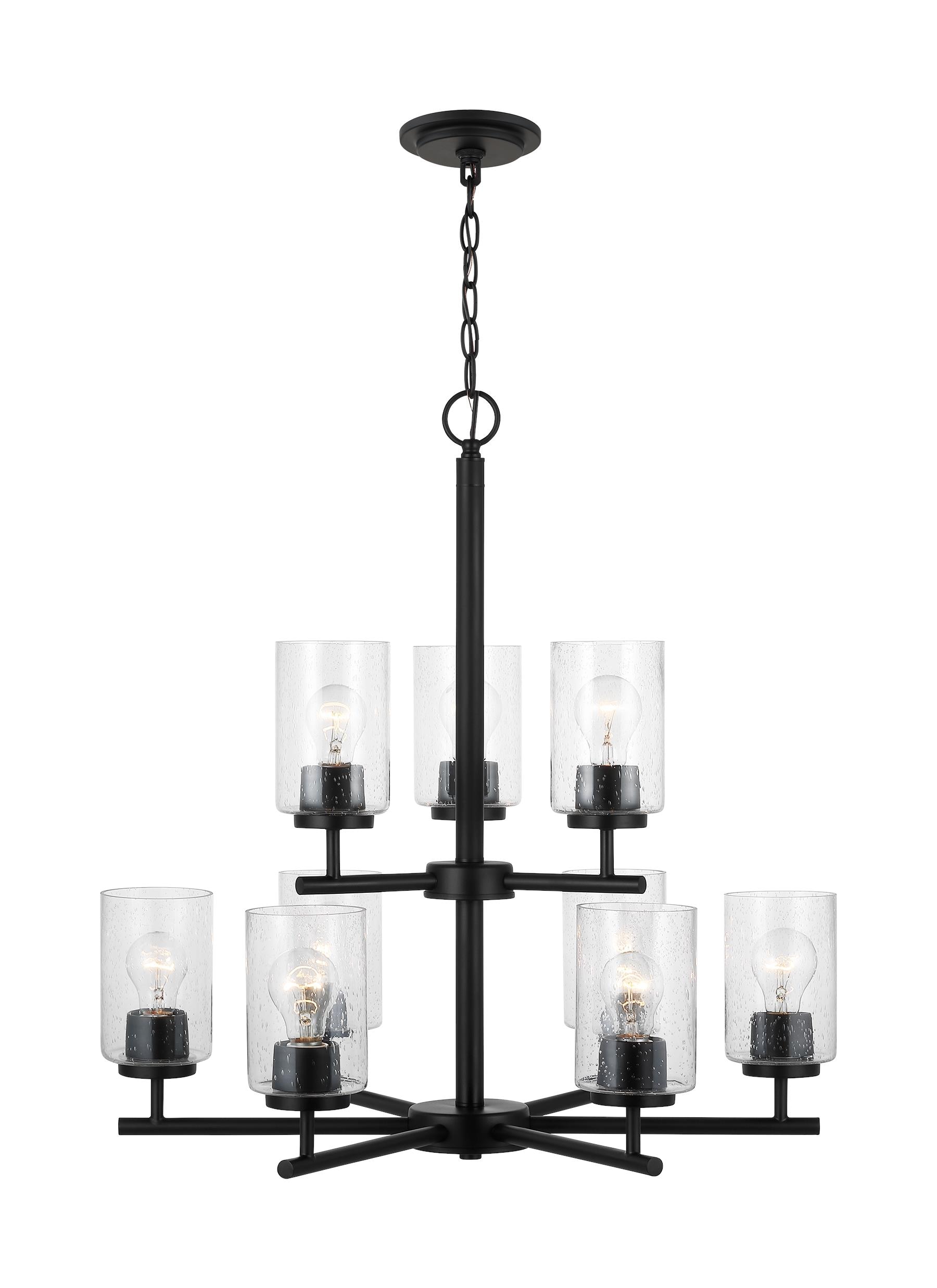 Generation Lighting 31172-112 Oslo 9 -Light Matte Black Modern/contemporary For Use in Dining Rooms, Foyers, Living Rooms Chandelier