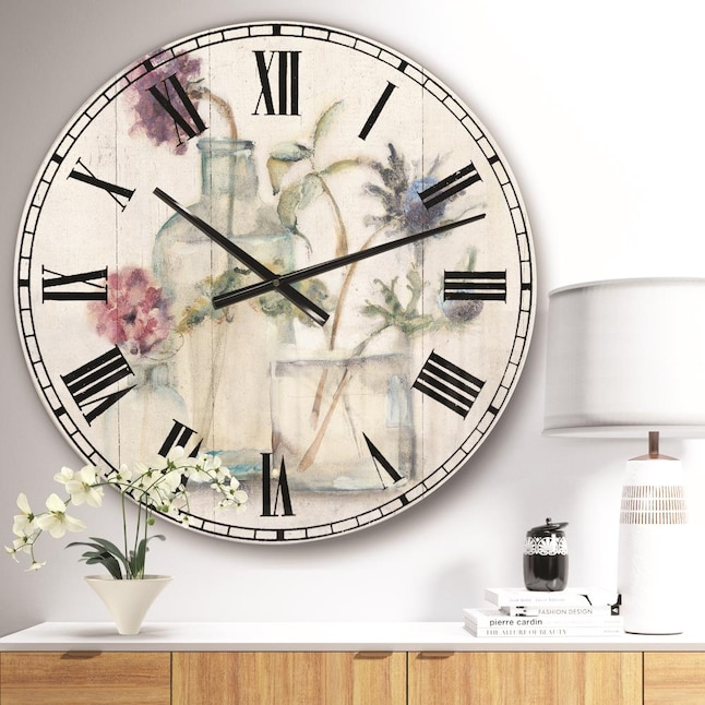 Designart Analog Round Wall Farmhouse Clock in the Clocks department at ...