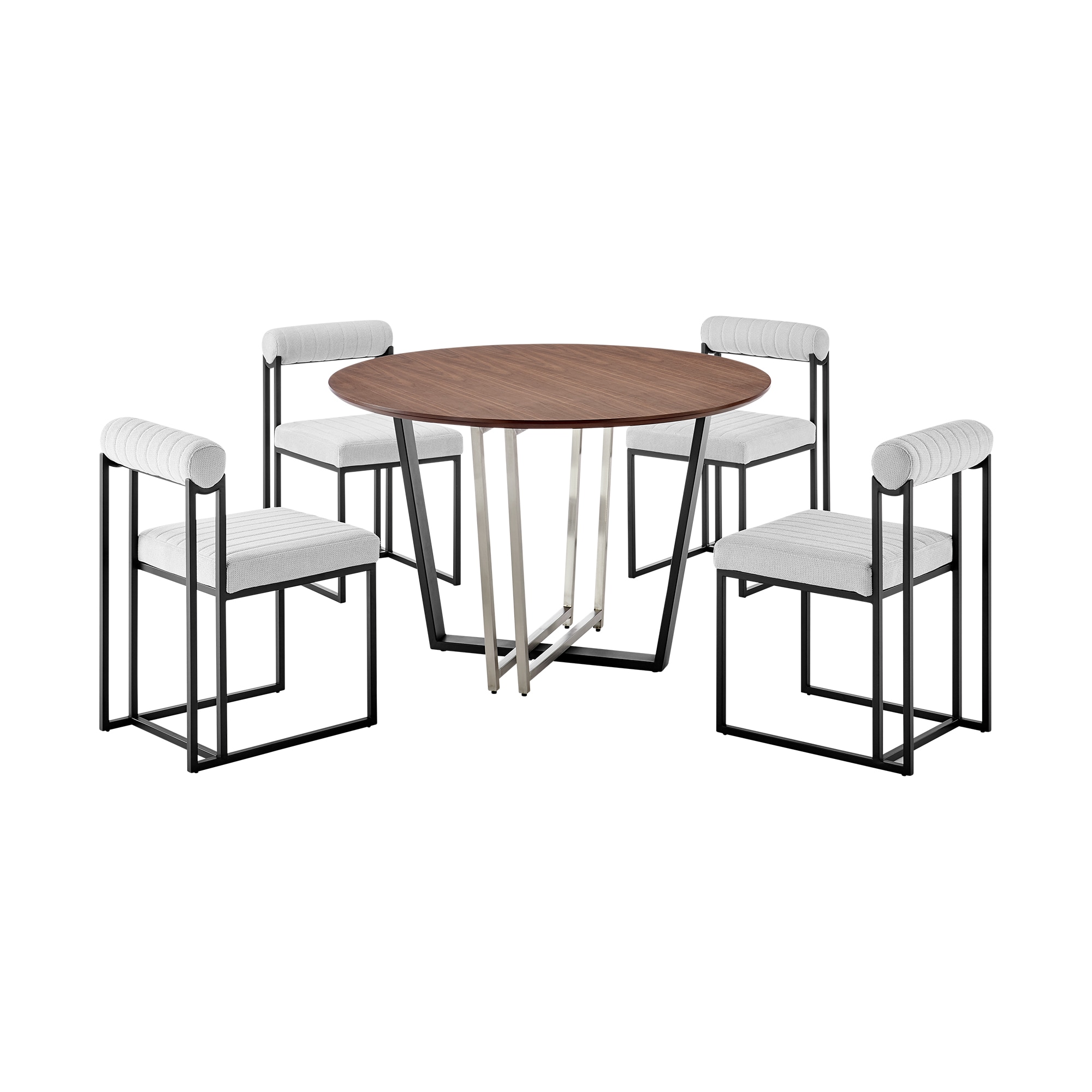 Armen Living SETJO5BLKLGRY Walnut Contemporary/Modern Dining Room Set with Rectangular Table ( Seats 4 )