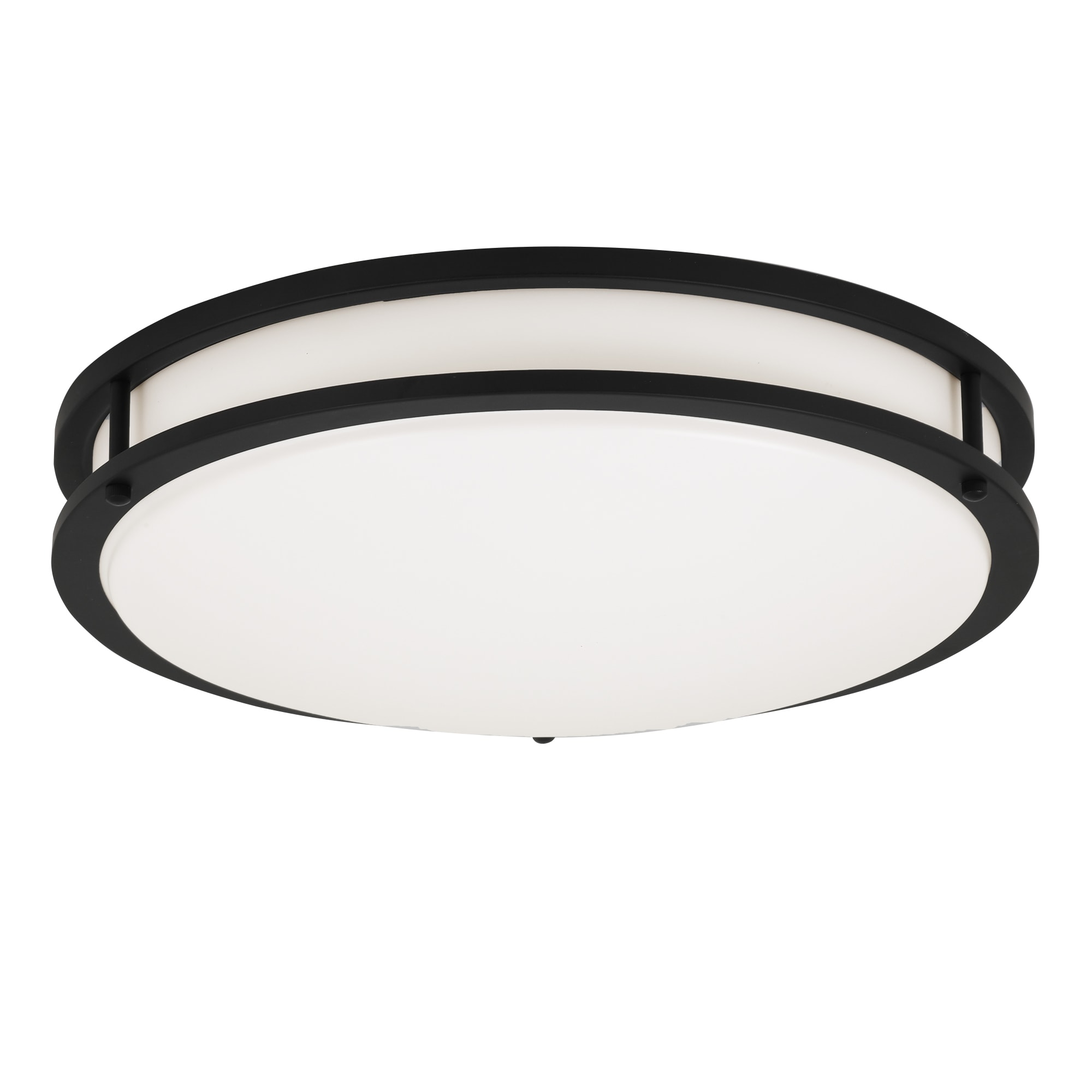 Matte Black 16" LED Flush Mount Ceiling Light with White Shade
