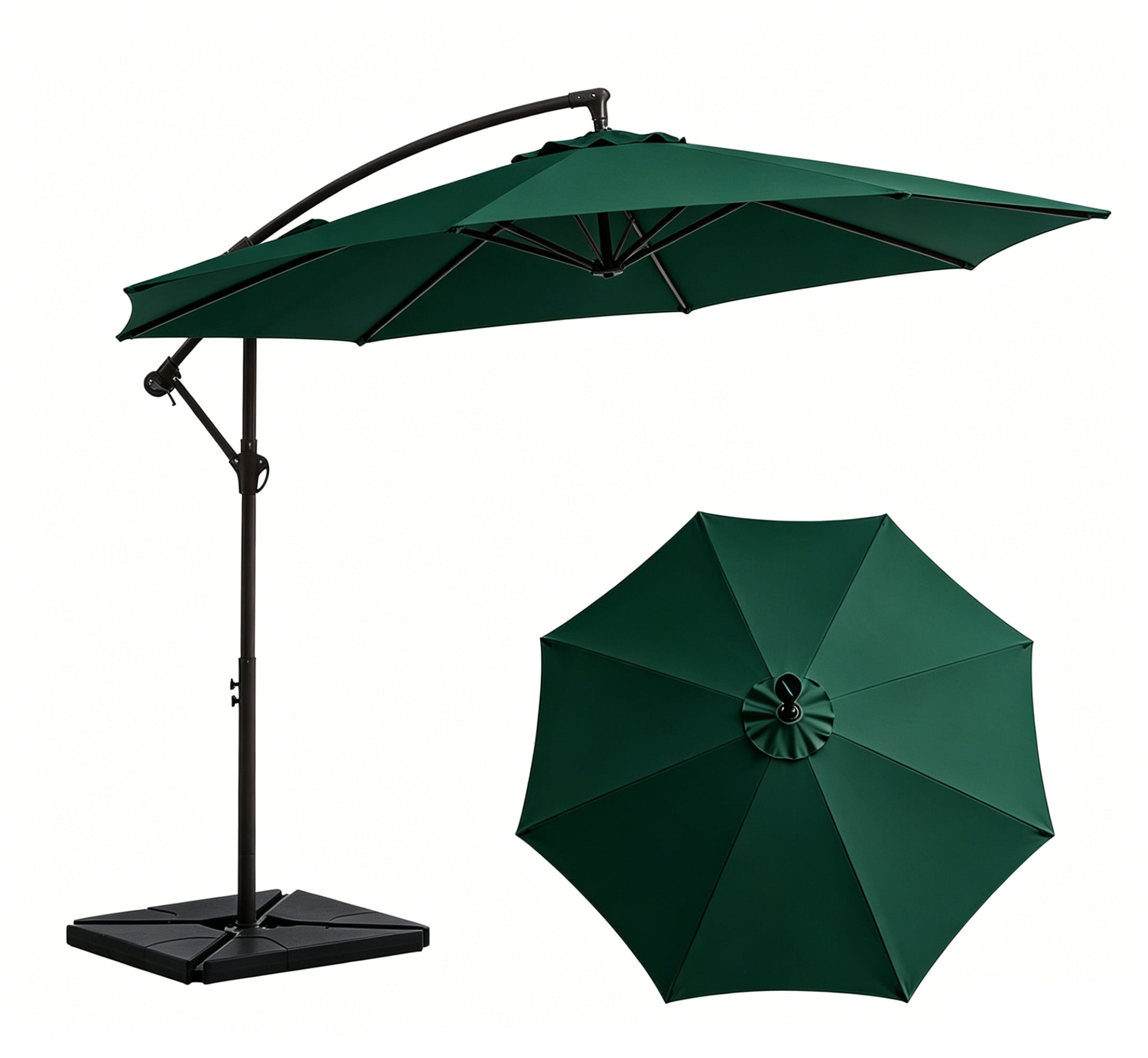 JEAREY JE-EDXJS-10FT-LV 10-ft Steel Green Crank Cantilever Patio Umbrella with Base