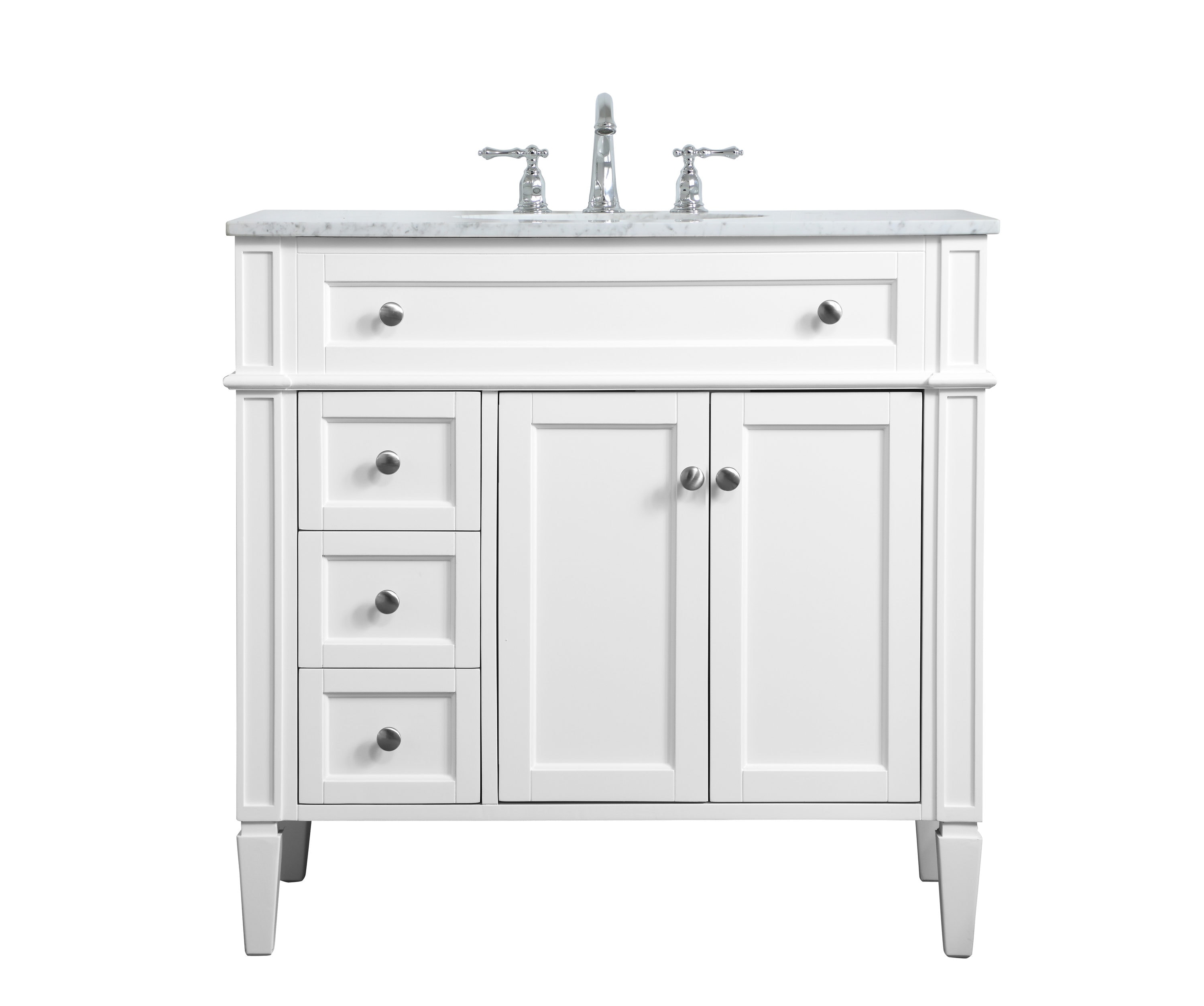 Home Furnishing 36-in White Undermount Single Sink Bathroom Vanity with Carrara White Marble Top | - Elegant Decor HF37608WH