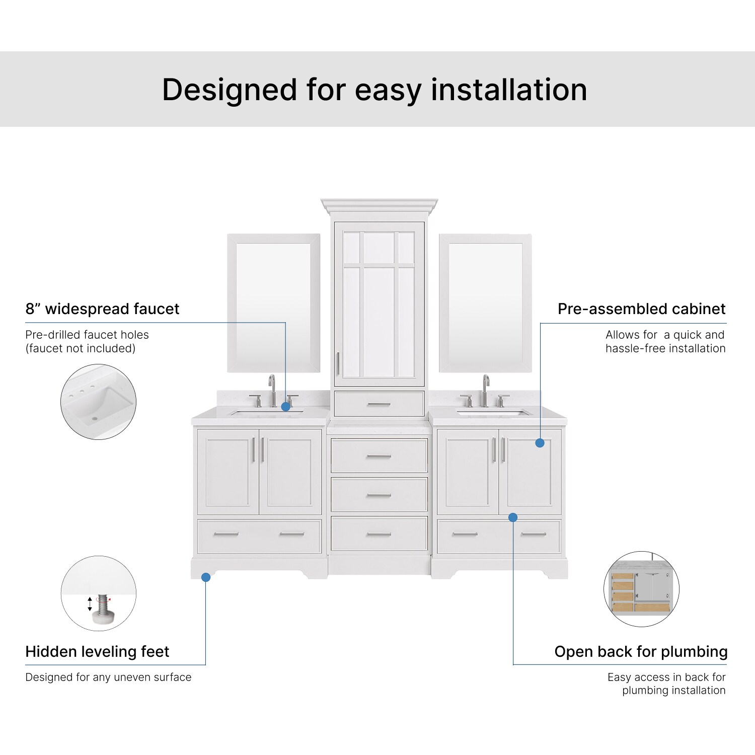 ARIEL M085DCQRWHT Bath-Vanity-Combo - View #6