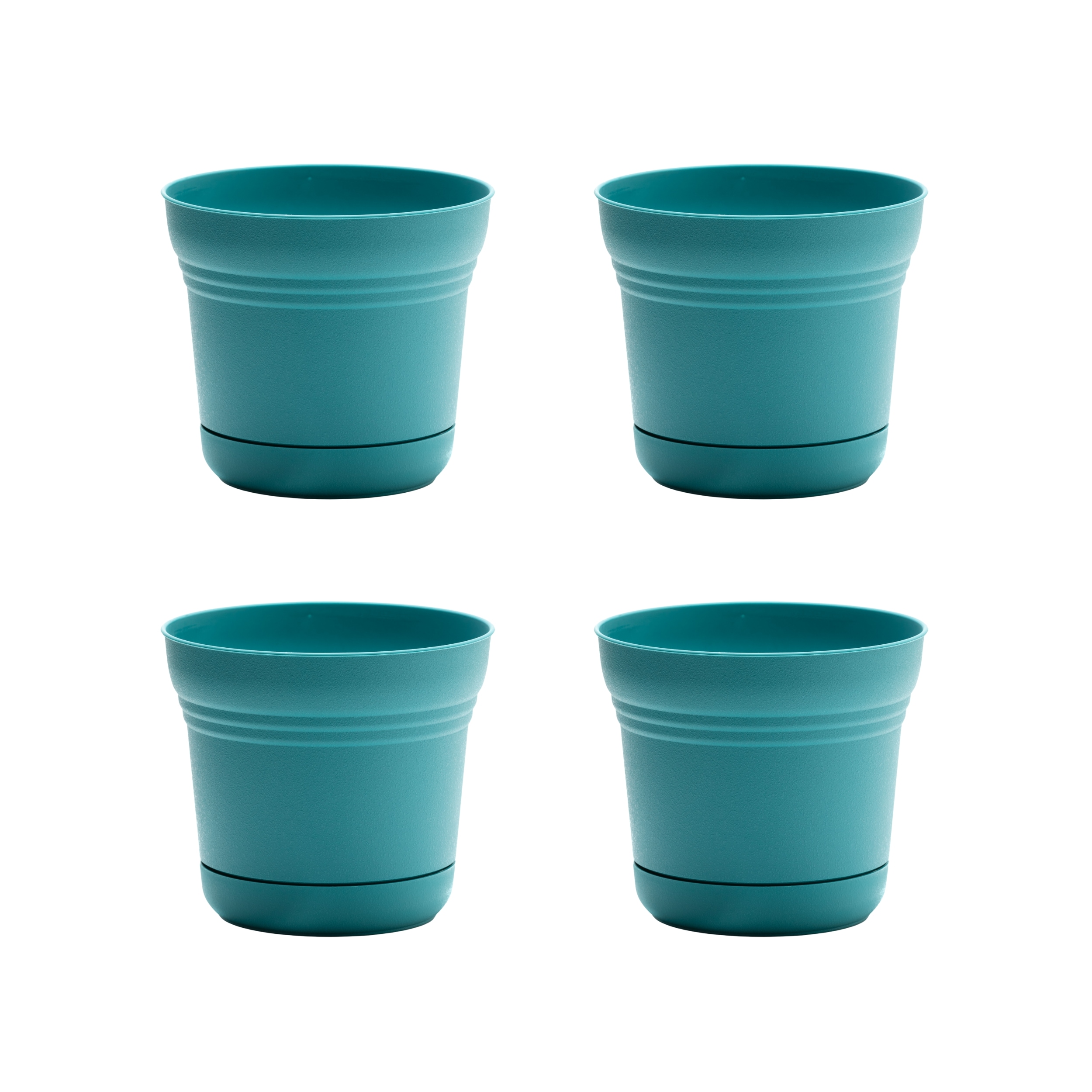 Bloem DCB-SATMIX3 4 -Pack Round 9.75-in W x 8.5-in H x 9.75-in D Green Plastic Indoor/Outdoor Planter