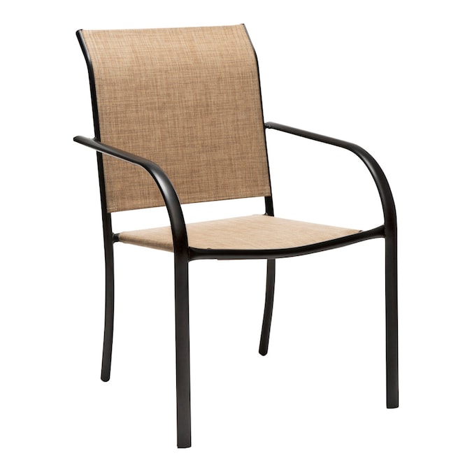 Garden Treasures Pelham Bay Stackable Black Metal Frame Stationary Dining Chair S With Tan Sling Seat In The Patio Chairs Department At Com - Stackable Patio Furniture Canada