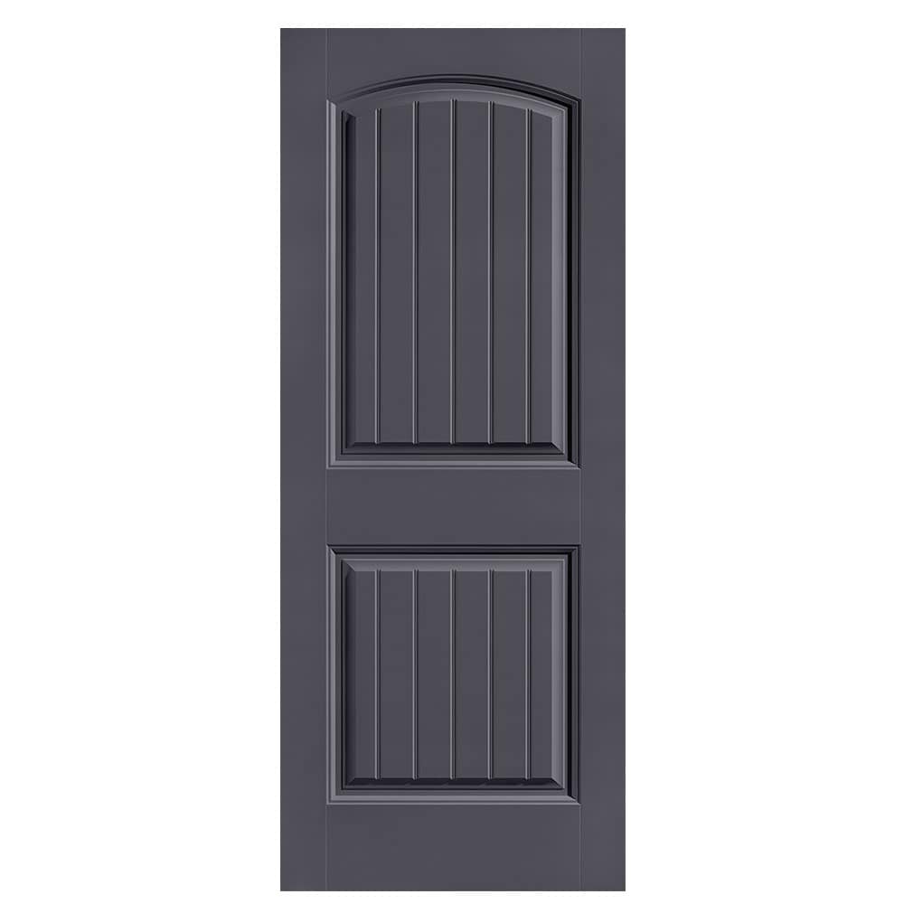 Masonite 1443709 Cheyenne 32-in x 80-in Slate 2-panel round top plank Smooth Solid core Prefinished Molded composite Slab Door