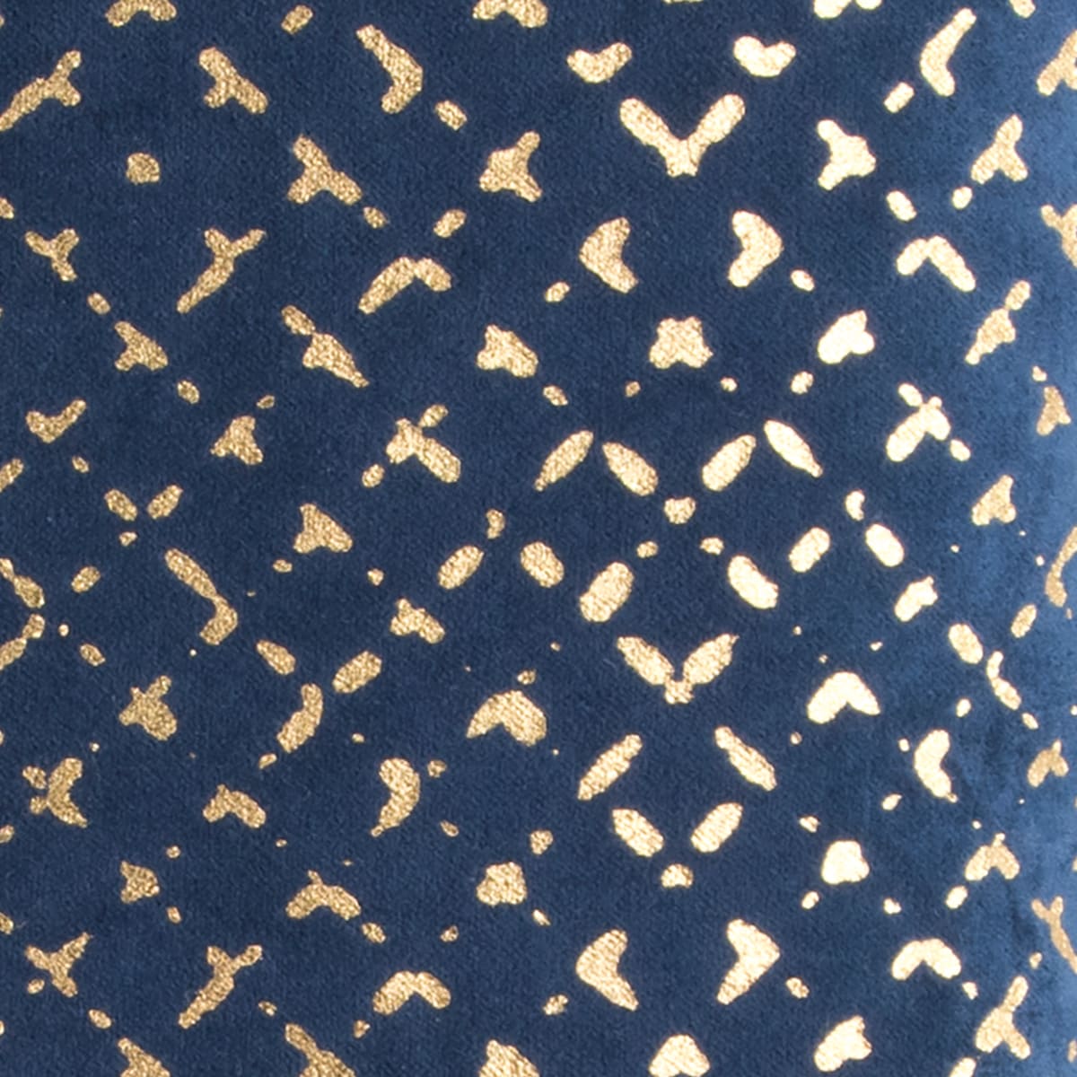 Navy and Gold Cotton Velvet Geometric Square Throw Pillow