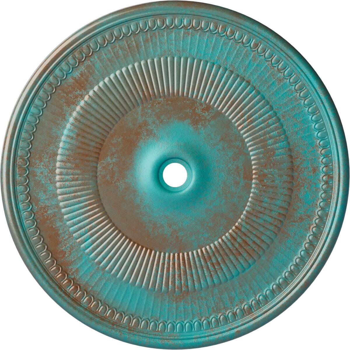 Ekena Millwork CM51NECGS Nevio 51.125-in W x 51.125-in L Painted Copper Green Patina Polyurethane Whole Ceiling Medallion