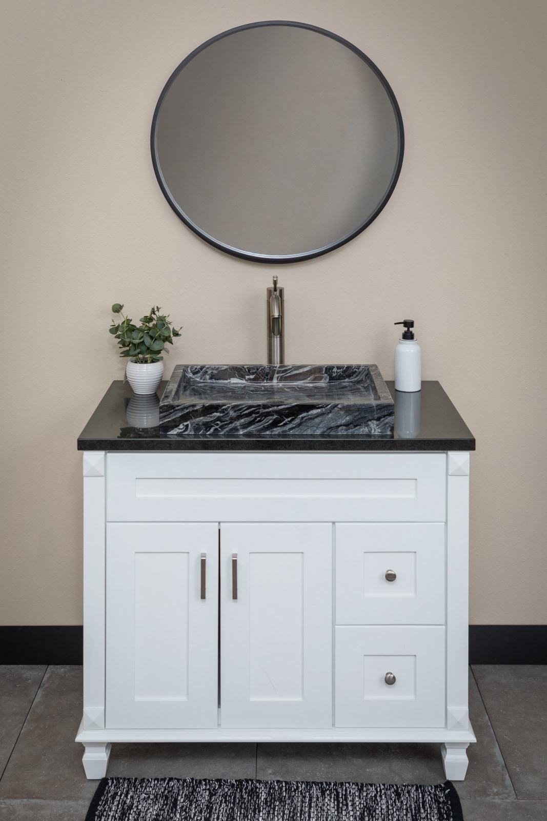 Charcoal Gray Stone Rectangular Vessel Bathroom Sink