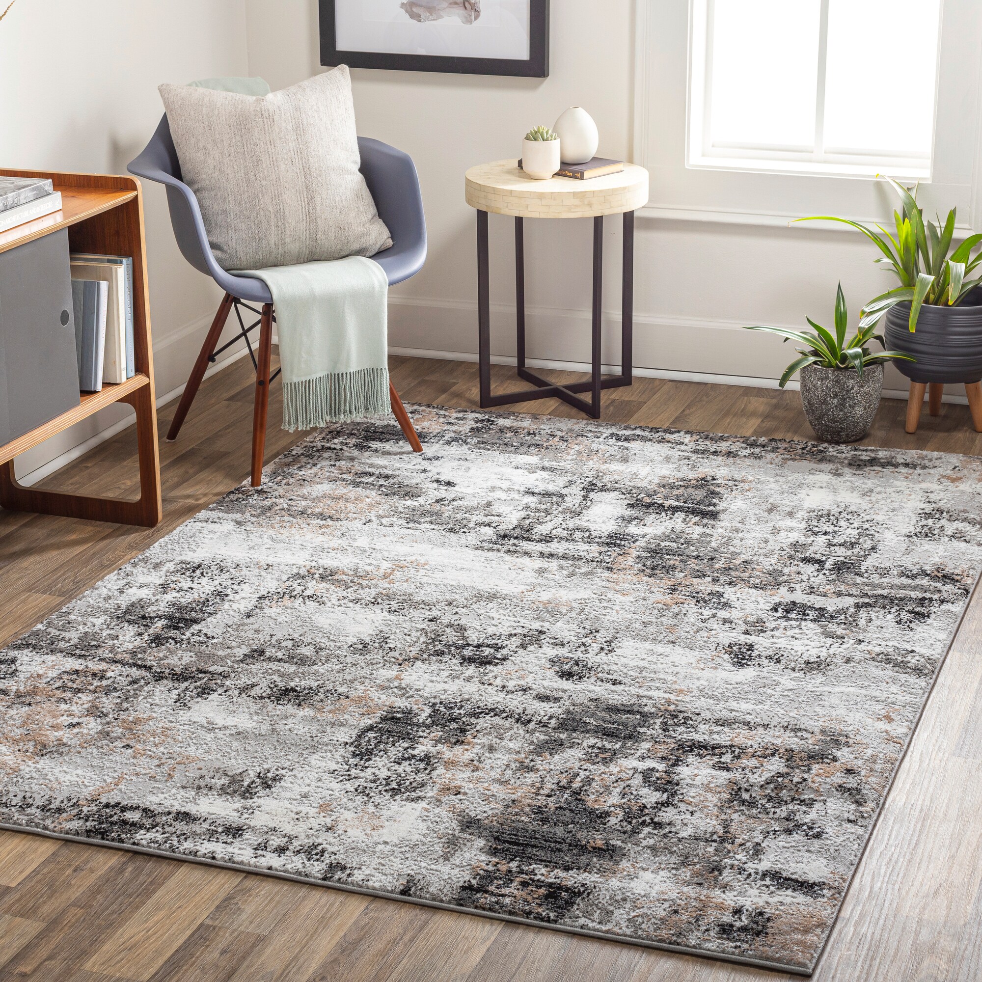 Livabliss ALG2308-679 Allegro 7 x 9 (ft) Loomed Polyester Charcoal Rectangular Indoor Abstract Area rug