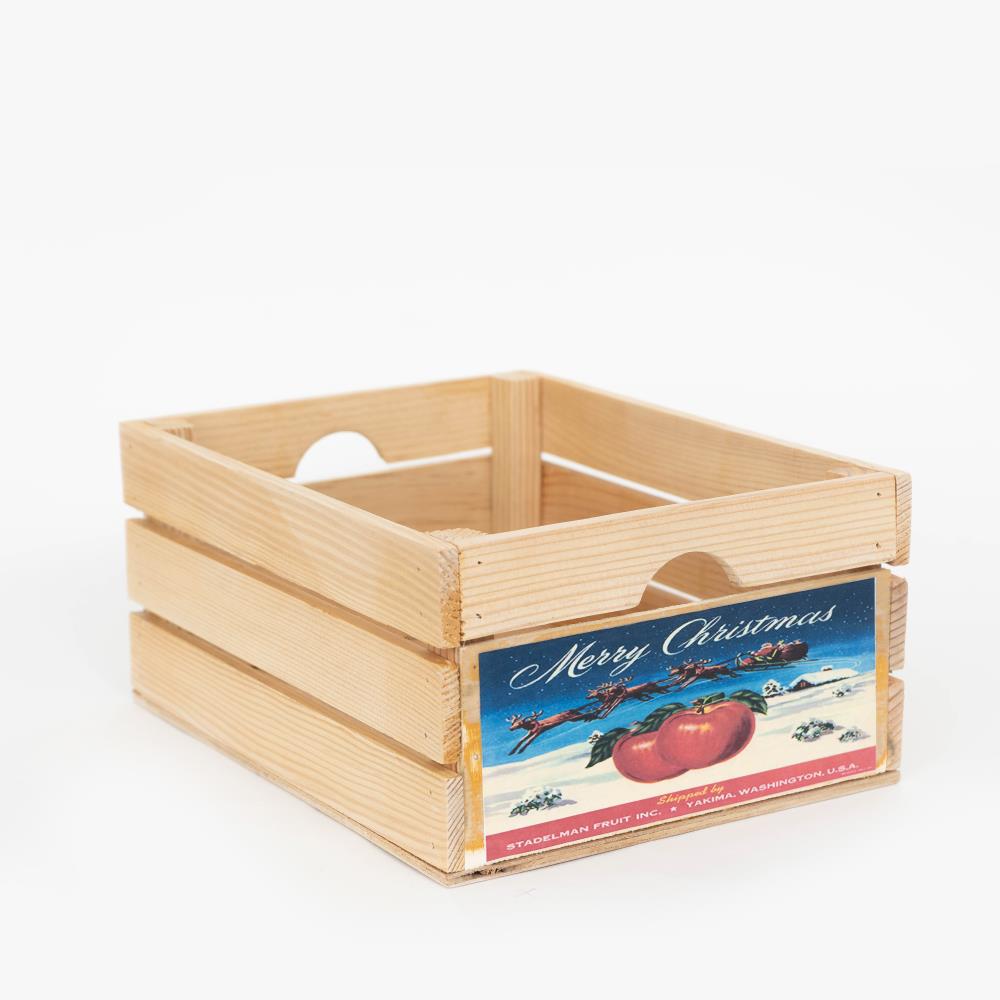 At Home On Main AHOMWHC-XMASAPP-NATS 8.75-in W x 5.25-in H x 11.75-in D Light Wood Stackable Milk Crate