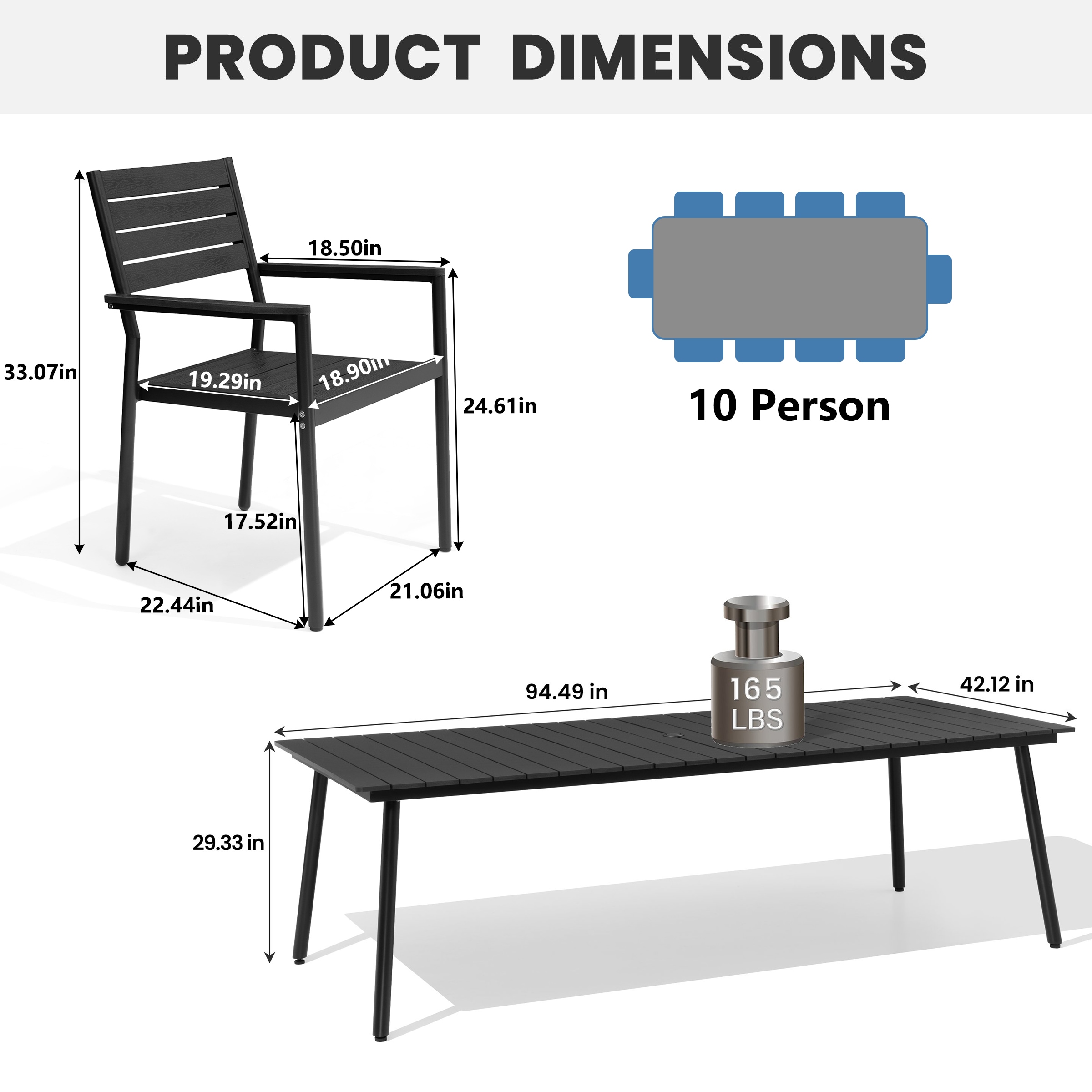 Crestlive Products CL-TD1238BLK240-11 Patio-Dining-Sets - View #3