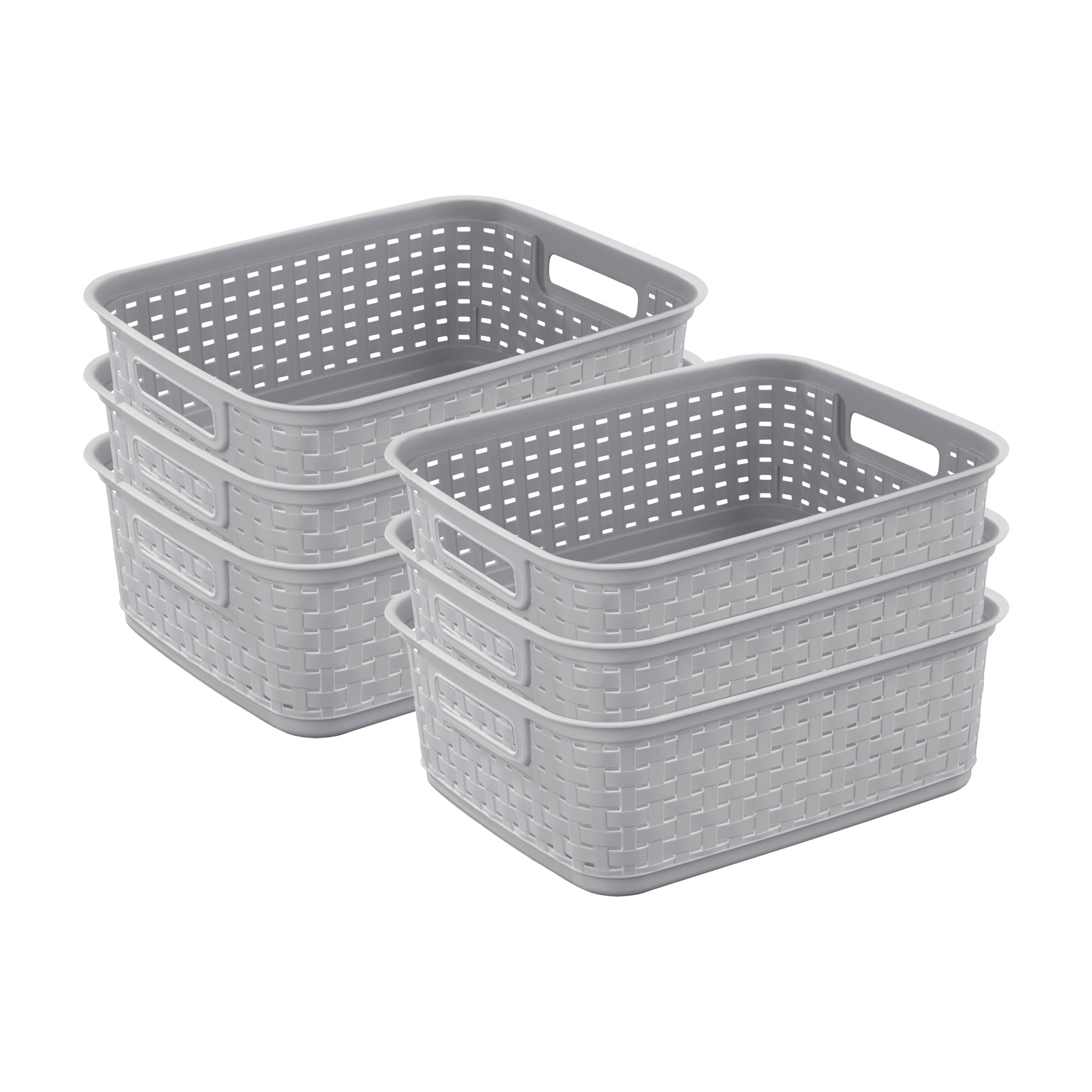 Sterilite 68626 Small Gray Plastic Basket 6 -Pack