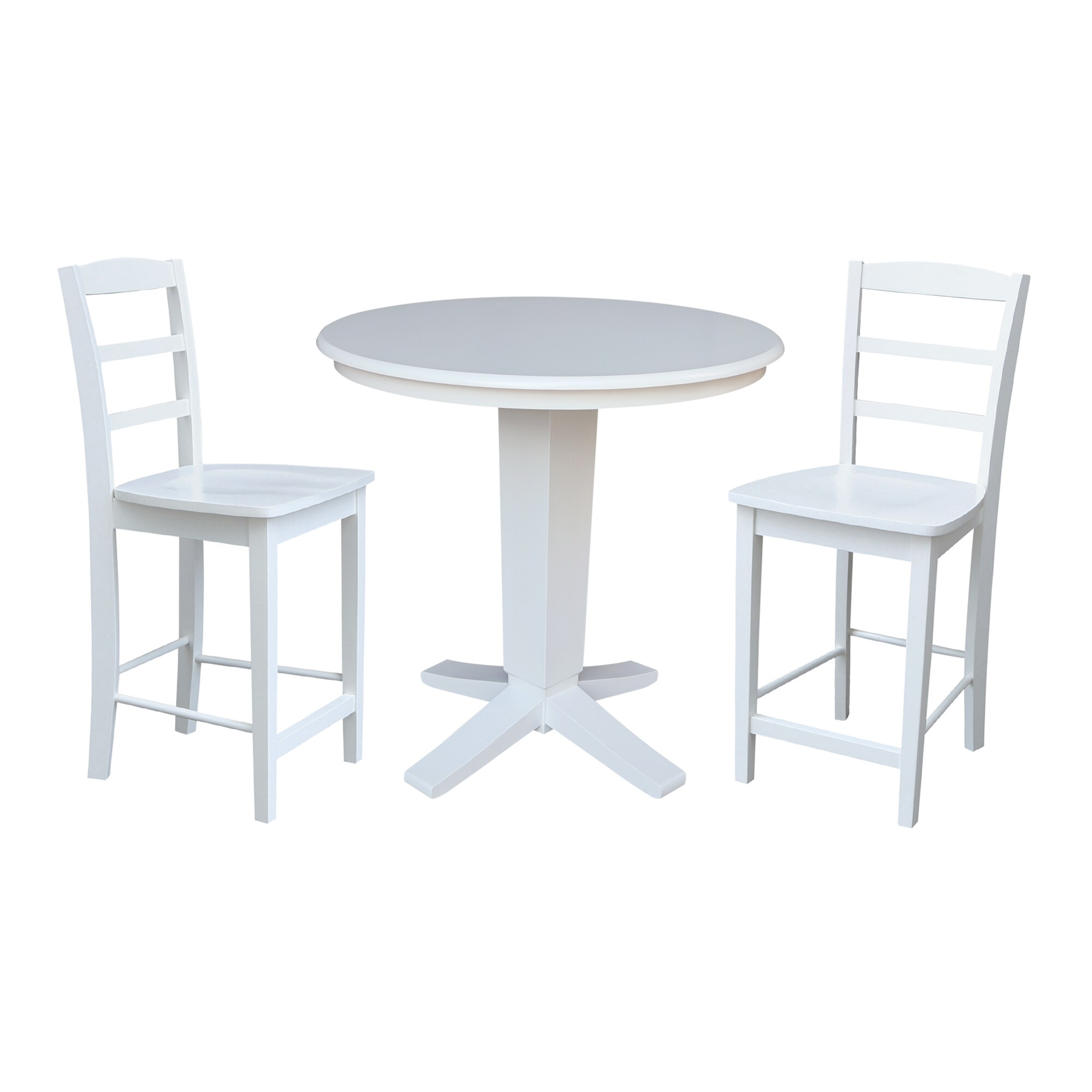 International Concepts K08-36RT-23B-S402-2 White Traditional Dining Room Set with Round Table ( Seats 4 )