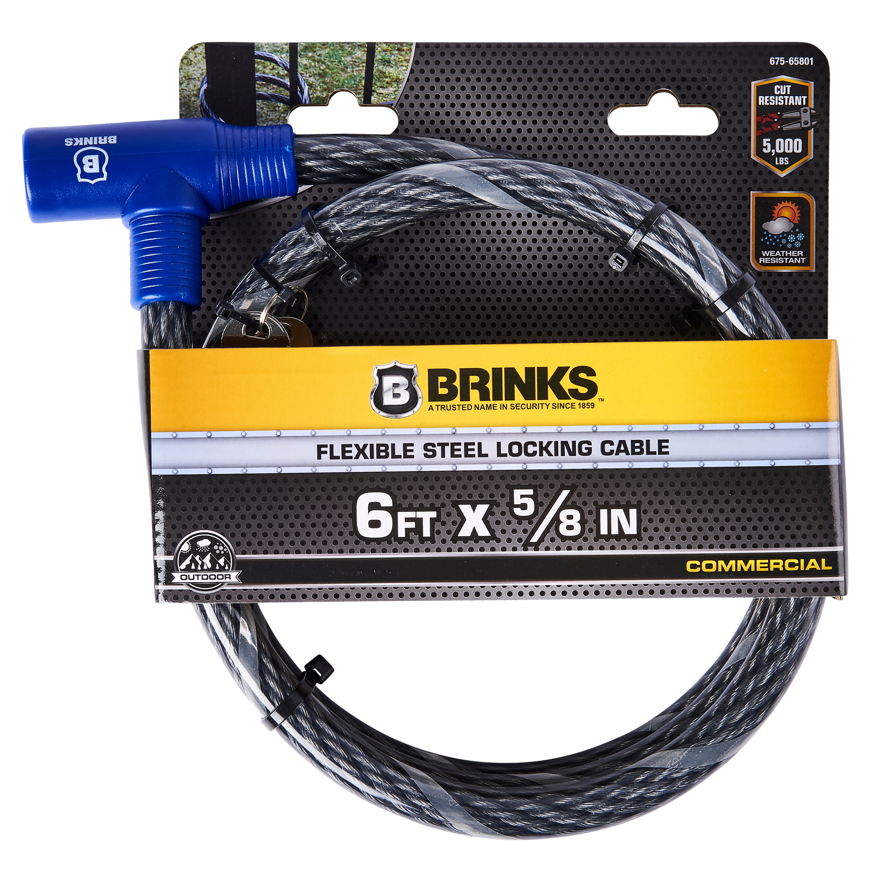 BRINKS - 7 ft x 5/8 Commercial Steel Braided Loop Cable - Heavy Duty Vinyl  Wrap for Corrosion Protection, Black