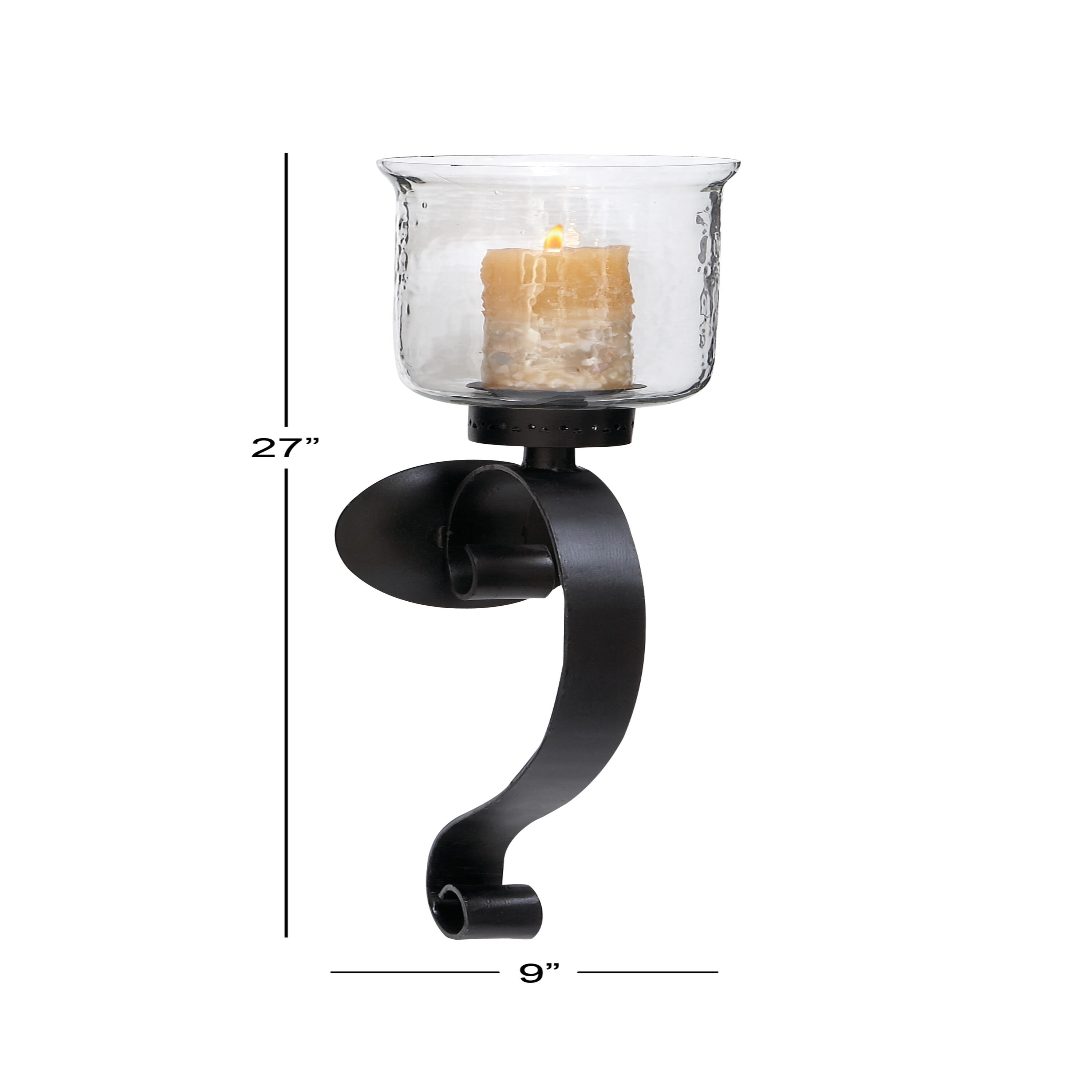 Elegant Scrollwork 27" Black Iron Wall Sconce, Plug-In Electric