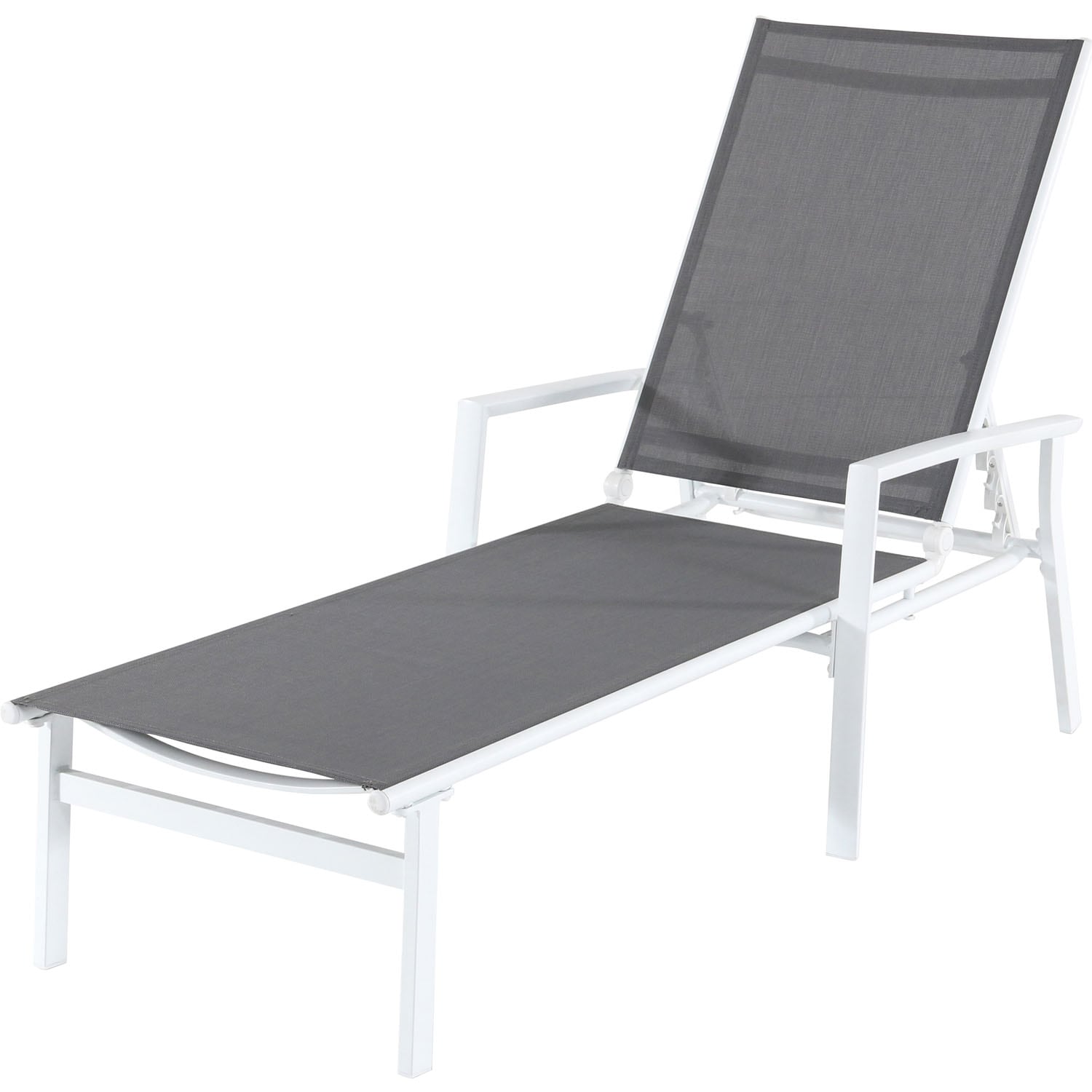 Mod Furniture HARPCHS-W-GRY Harper White/Gray Metal Frame Stationary Chaise Lounge Chair with Gray Sling Seat