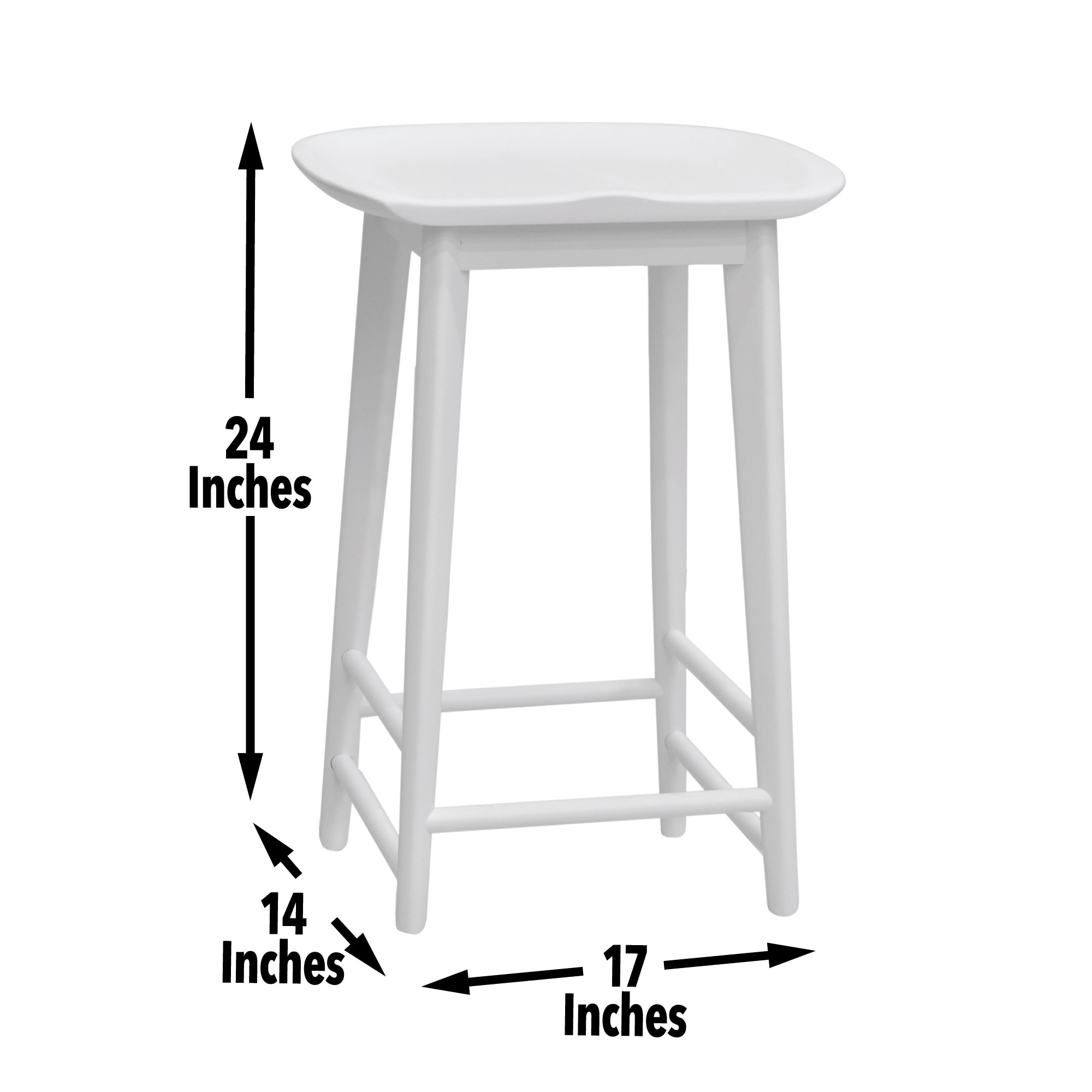 Hilton 24" White Solid Acacia Transitional Counter Stool