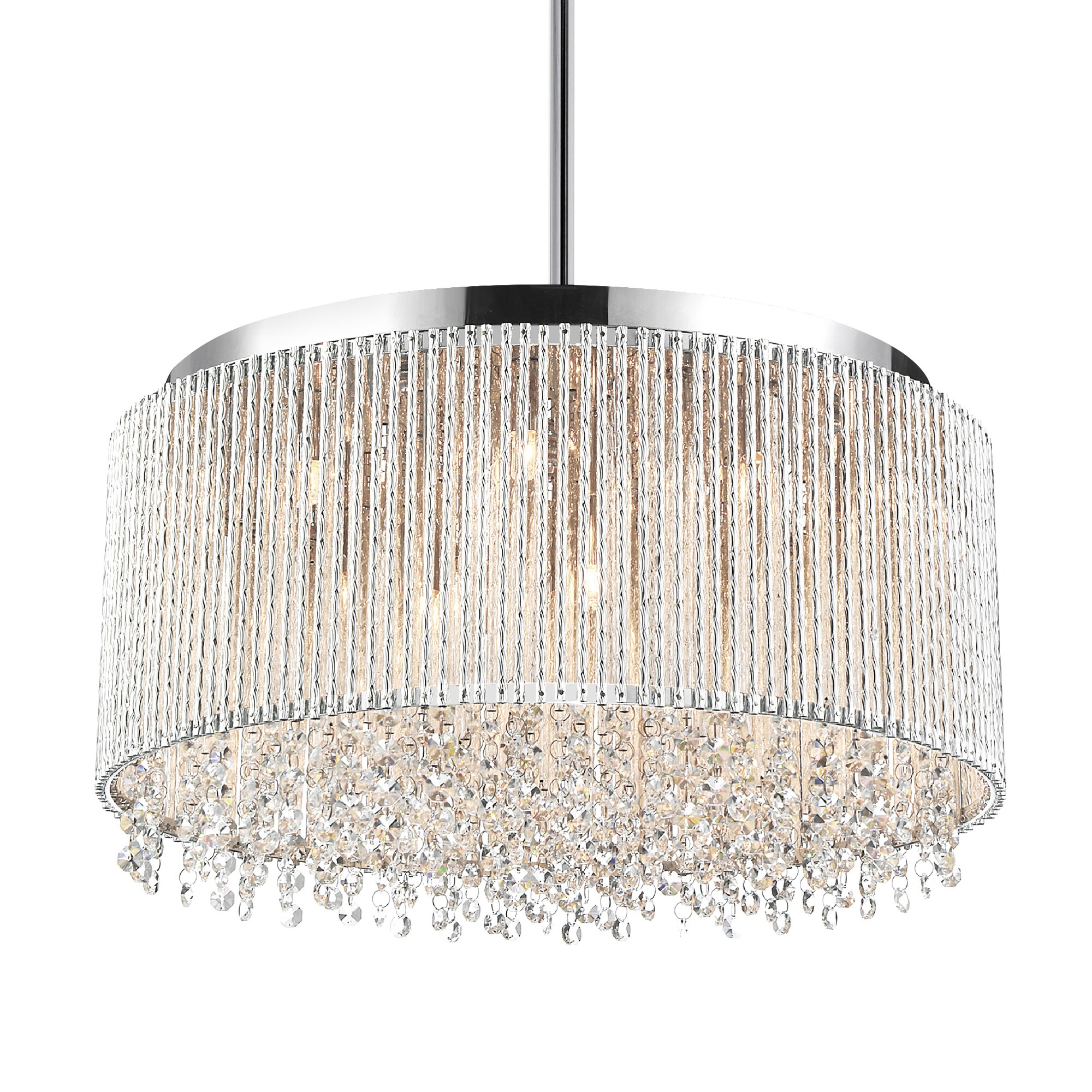 Claire 24" Chrome Drum Shade Chandelier with Crystal Accents