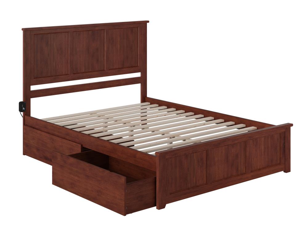 Atlantic Furniture Madison Walnut Queen, Walnut Bed Frame With Drawers