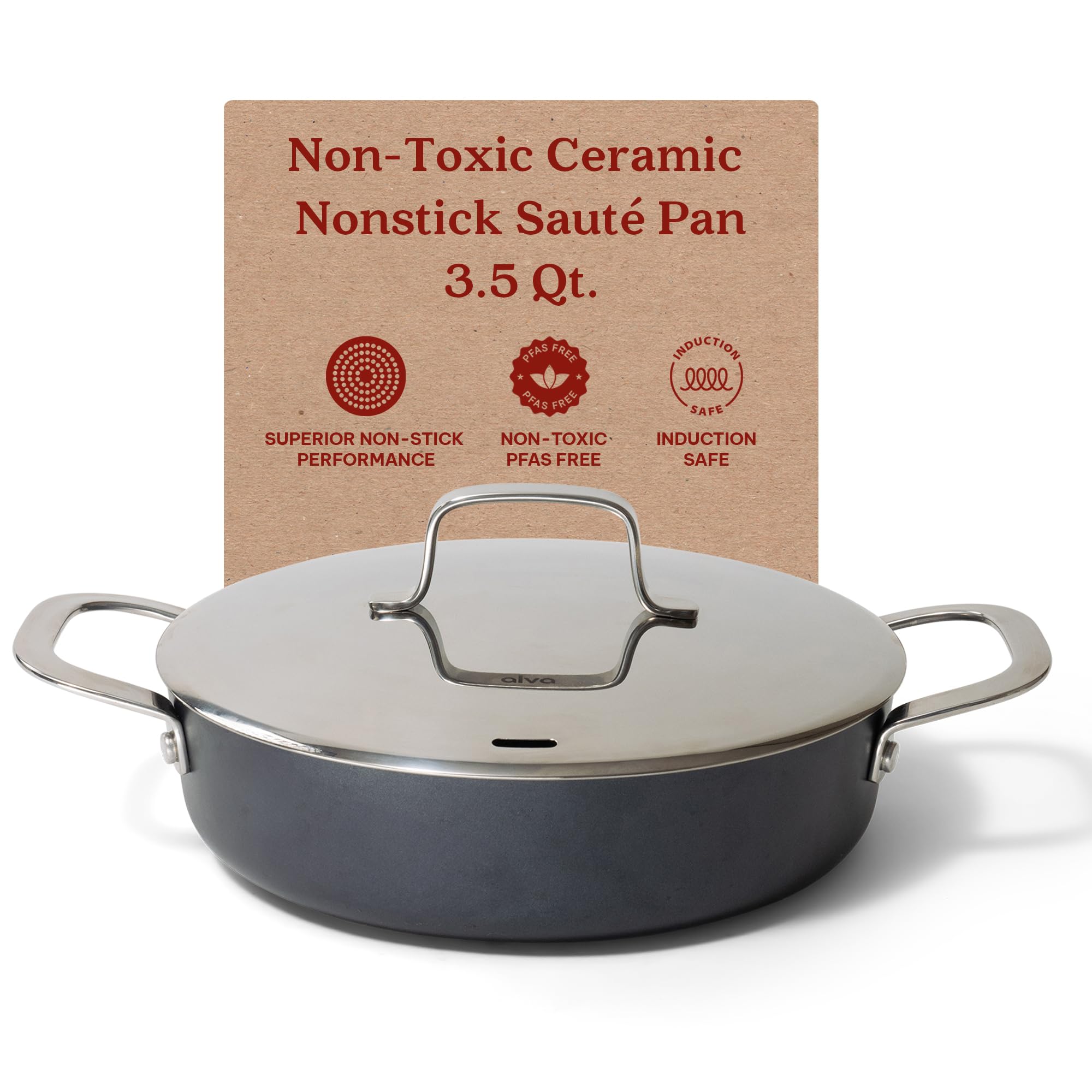 alva 100521 Maestro 3.5-qt Ceramic Nonstick Saute Pan Non Toxic and Oven Safe