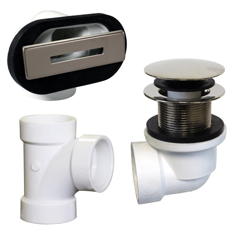 WESTBRASS D560RK-05 Linear Overflow Plumber's Pack with Tee and Ada Tip-toe Drain In Polished Nickel