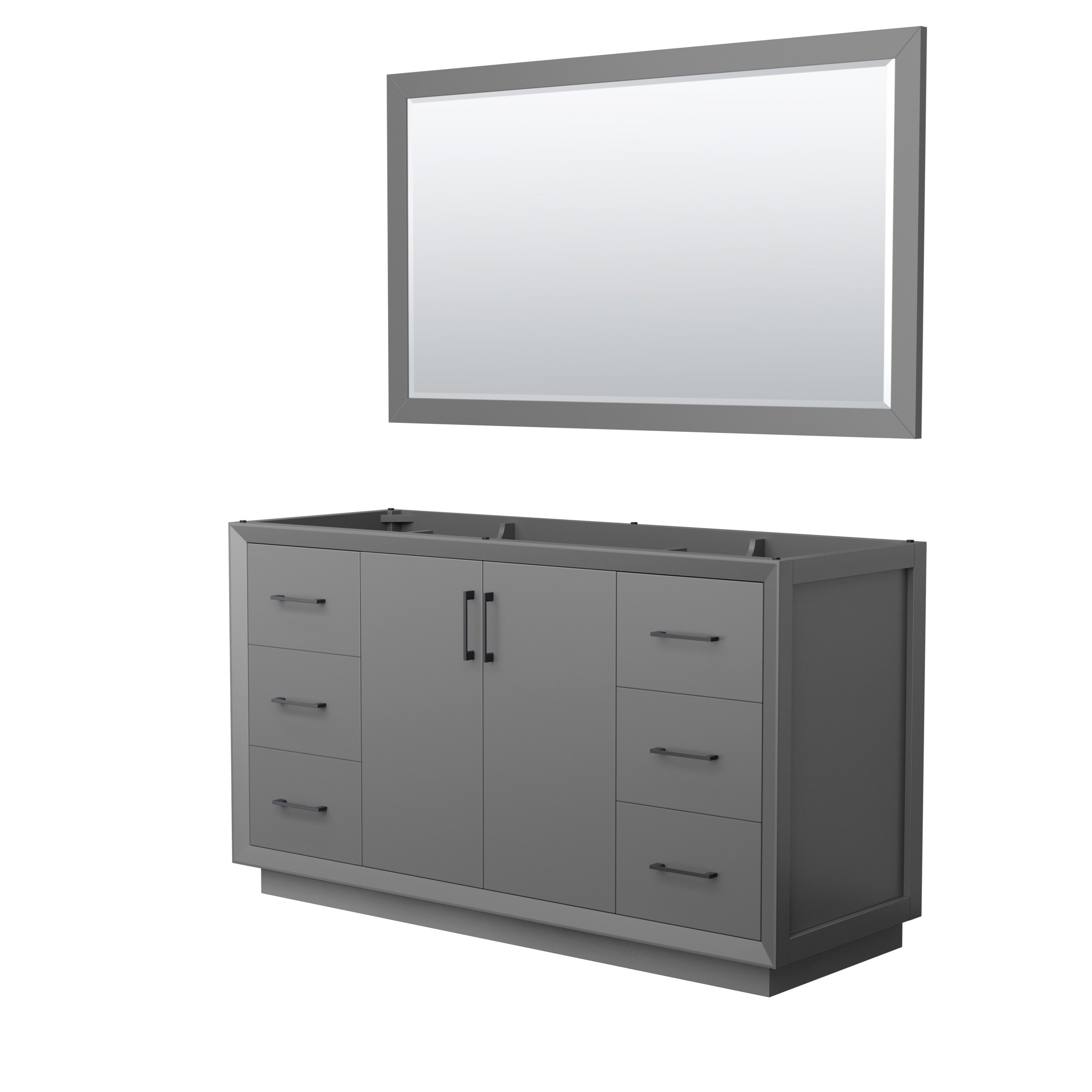 WCF414160SGBCXSXXM58 Strada 60-in Dark Gray with Matte Black Trim Bathroom Vanity Base Cabinet without Top (Mirror Included)