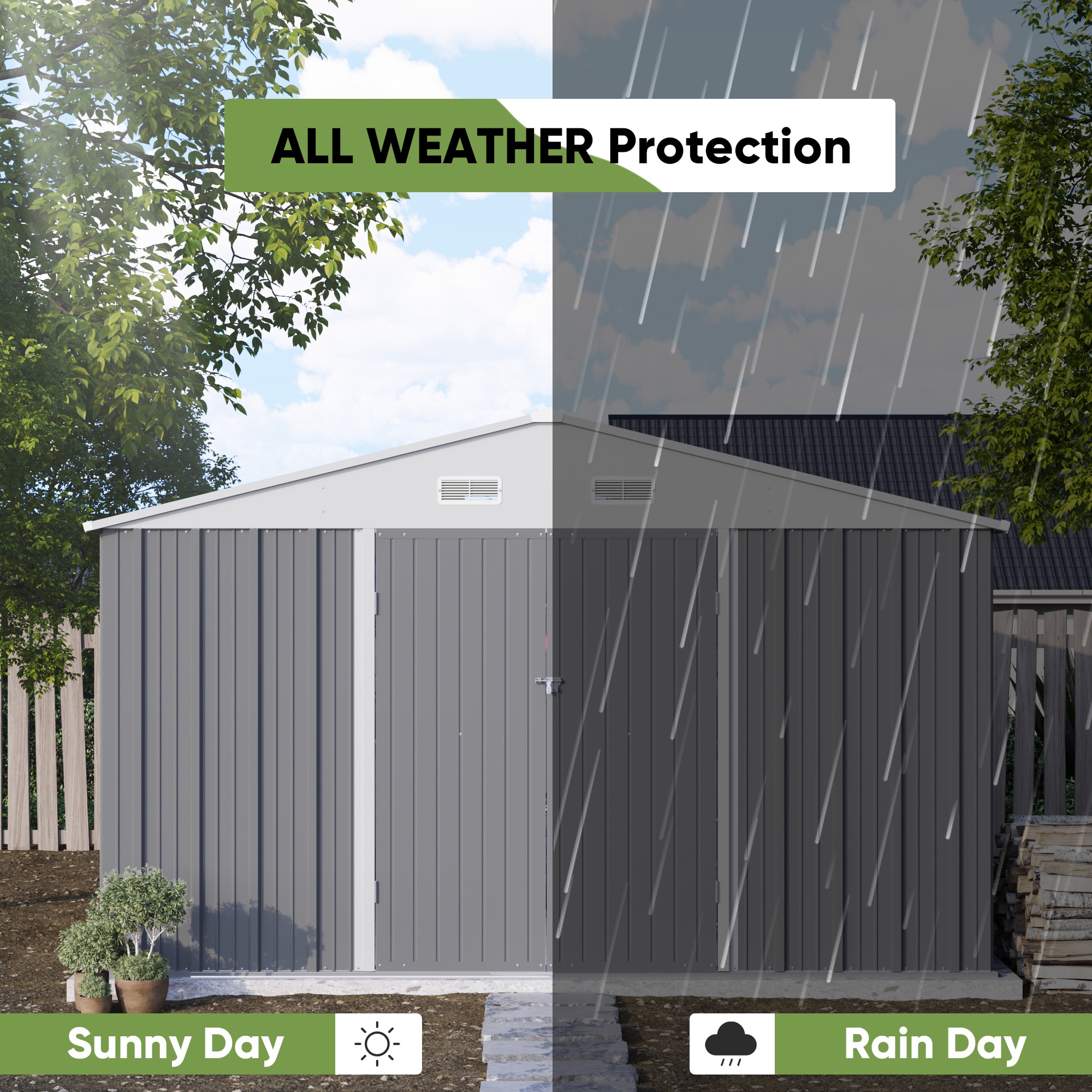 Patiowell WES-PS22-0096-GY Metal-Storage-Buildings-Sheds - View #5