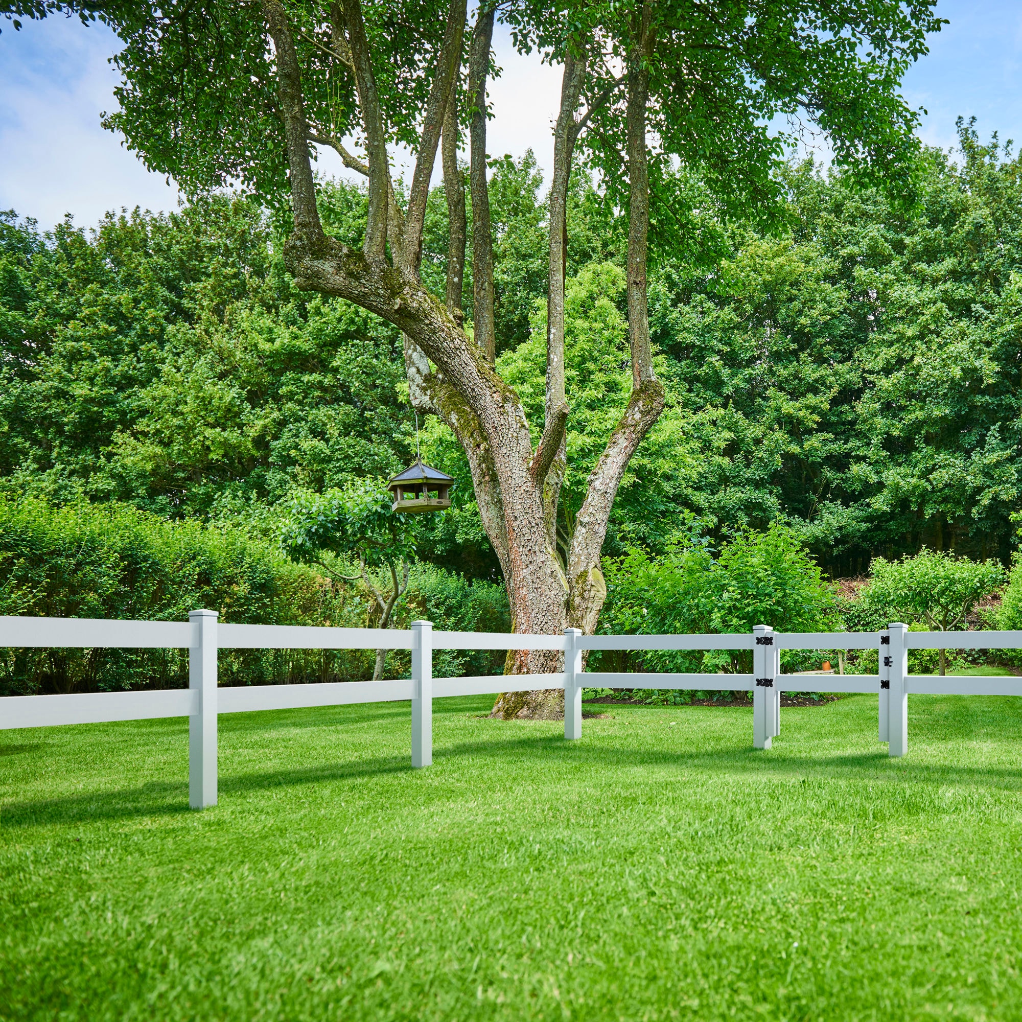 Outdoor Essentials 8-ft H x 0.5-ft W White Vinyl Post and Rail Flat-top Fence Rail in the Vinyl Fencing department at Lowes