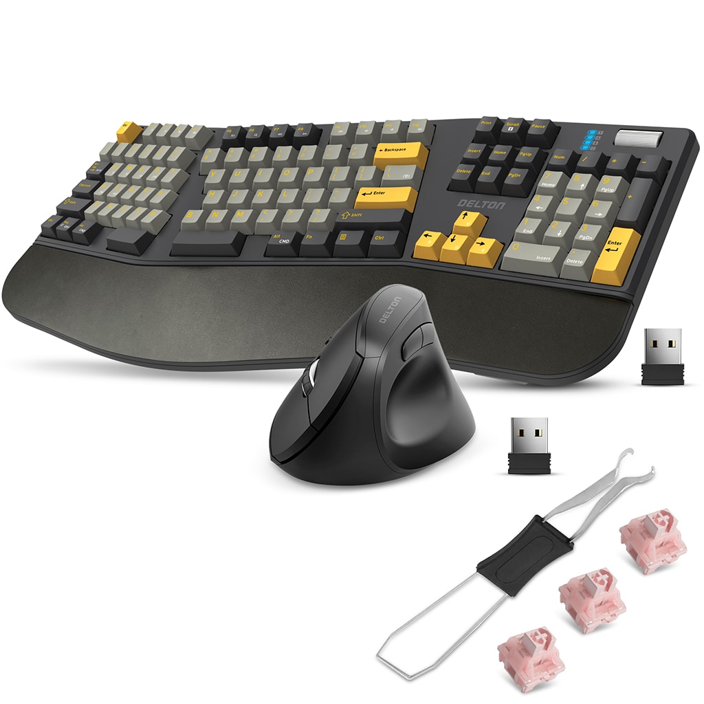 Delton Wireless Ergonomic Mechanical Keyboard with Wrist Rest and Vertical Computer Mouse Black #DKME450PKT1