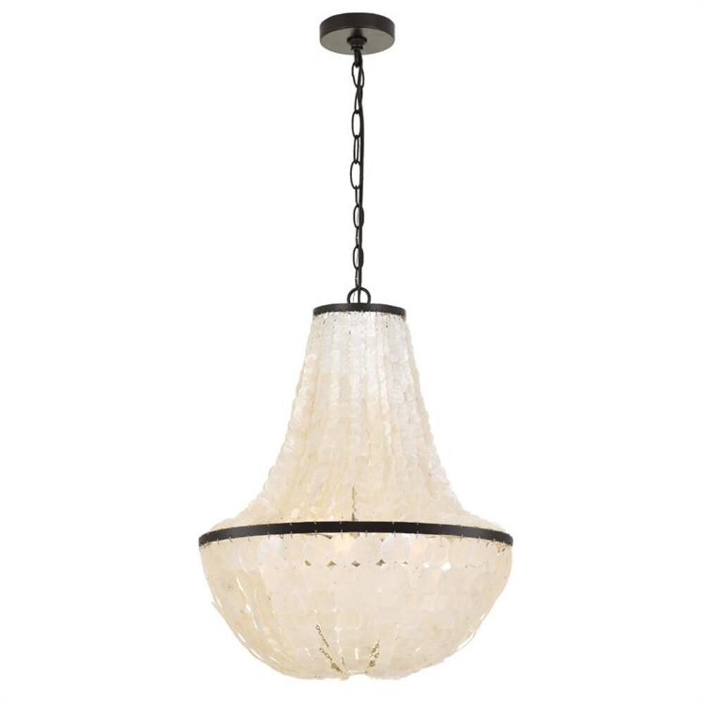 Brielle Elegance 6-Light Chandelier in Dark Bronze with Crystal Capiz Shells