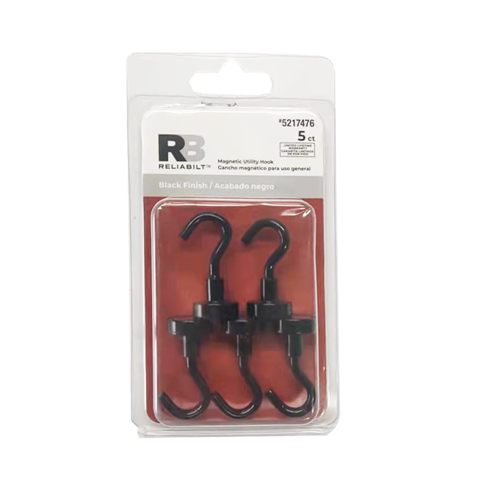 RELIABILT Rare Earth Neodymium 5-Pack Black Magnetic Storage/Utility Hook  (Capacity) in the Utility Hooks & Racks department at