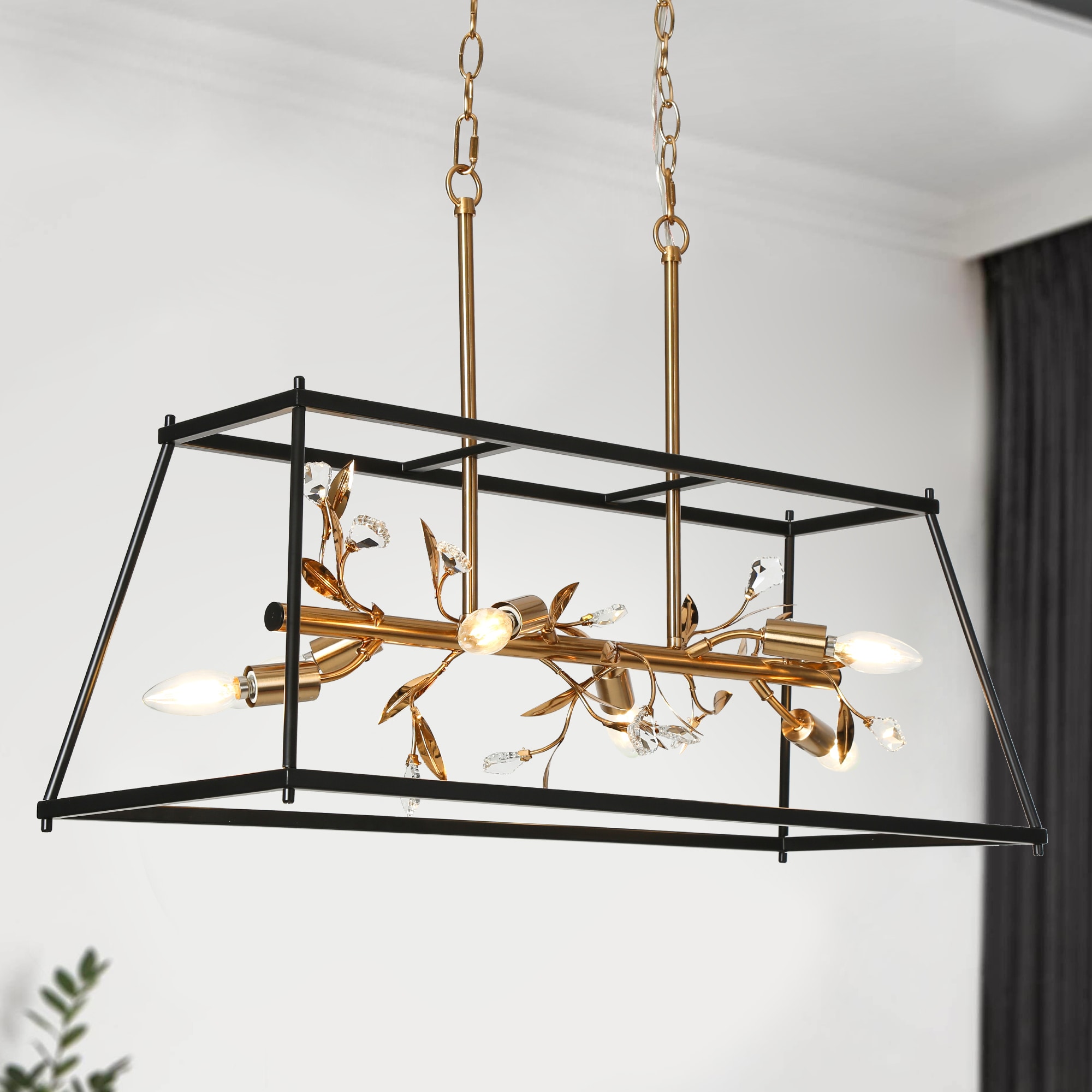 Hunter Grove Isle 4-Light Matte Black Modern/Contemporary Led Chandelier