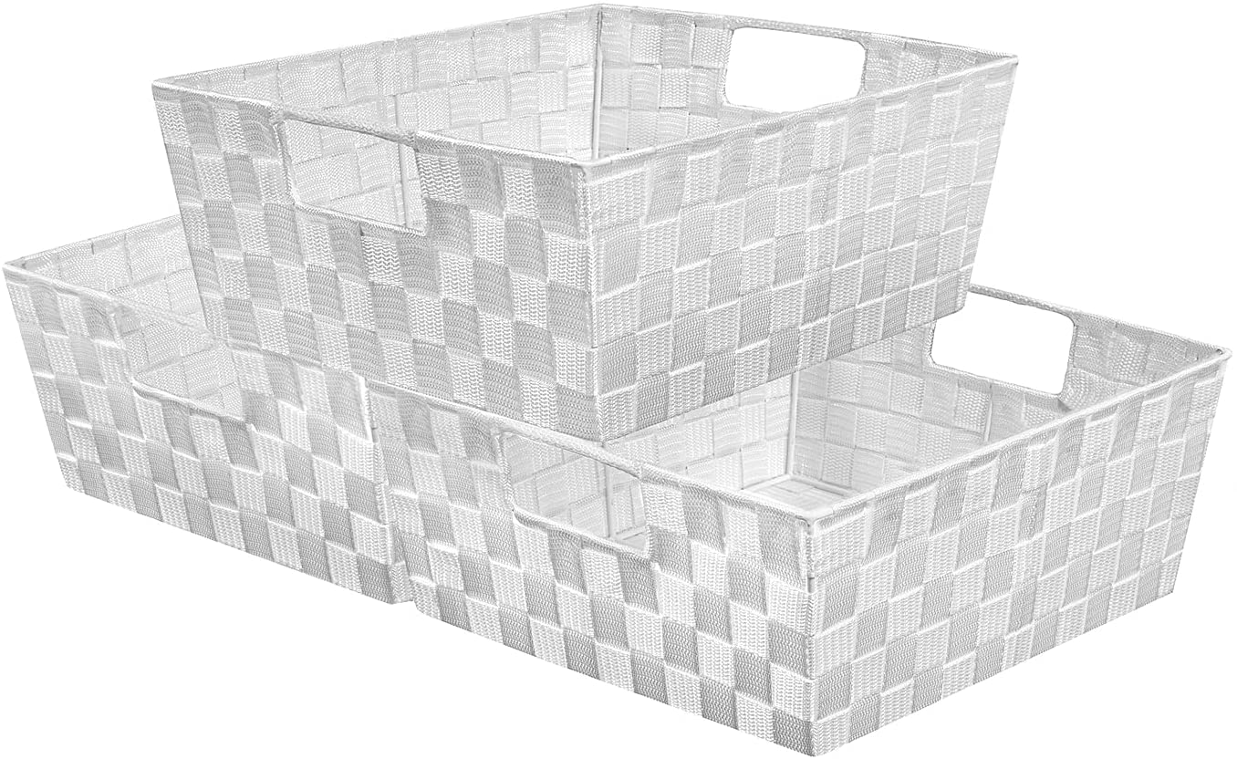 SORBUS WEV3F-WH 3 -Pack ( 13-in W x 6-in H x 15.12-in D ) White Polypropylene Basket