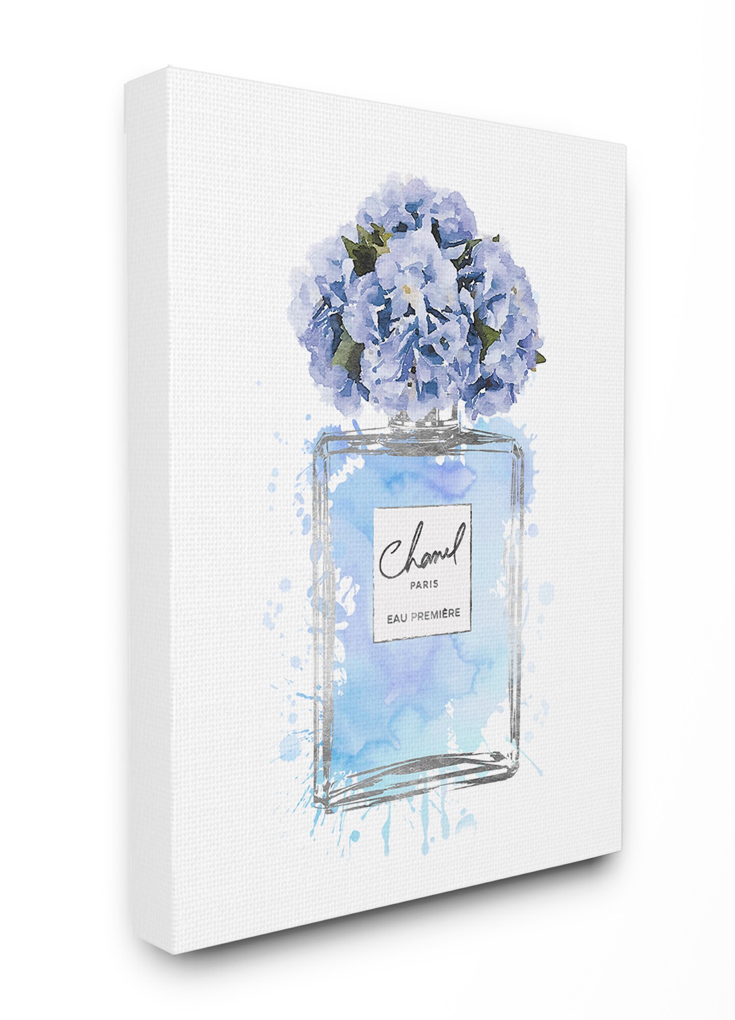 Stupell Industries Blue Flowers Perfume Bottle Watercolor Amanda Greenwood  20-in H x 16-in W Novelty Print on Canvas at