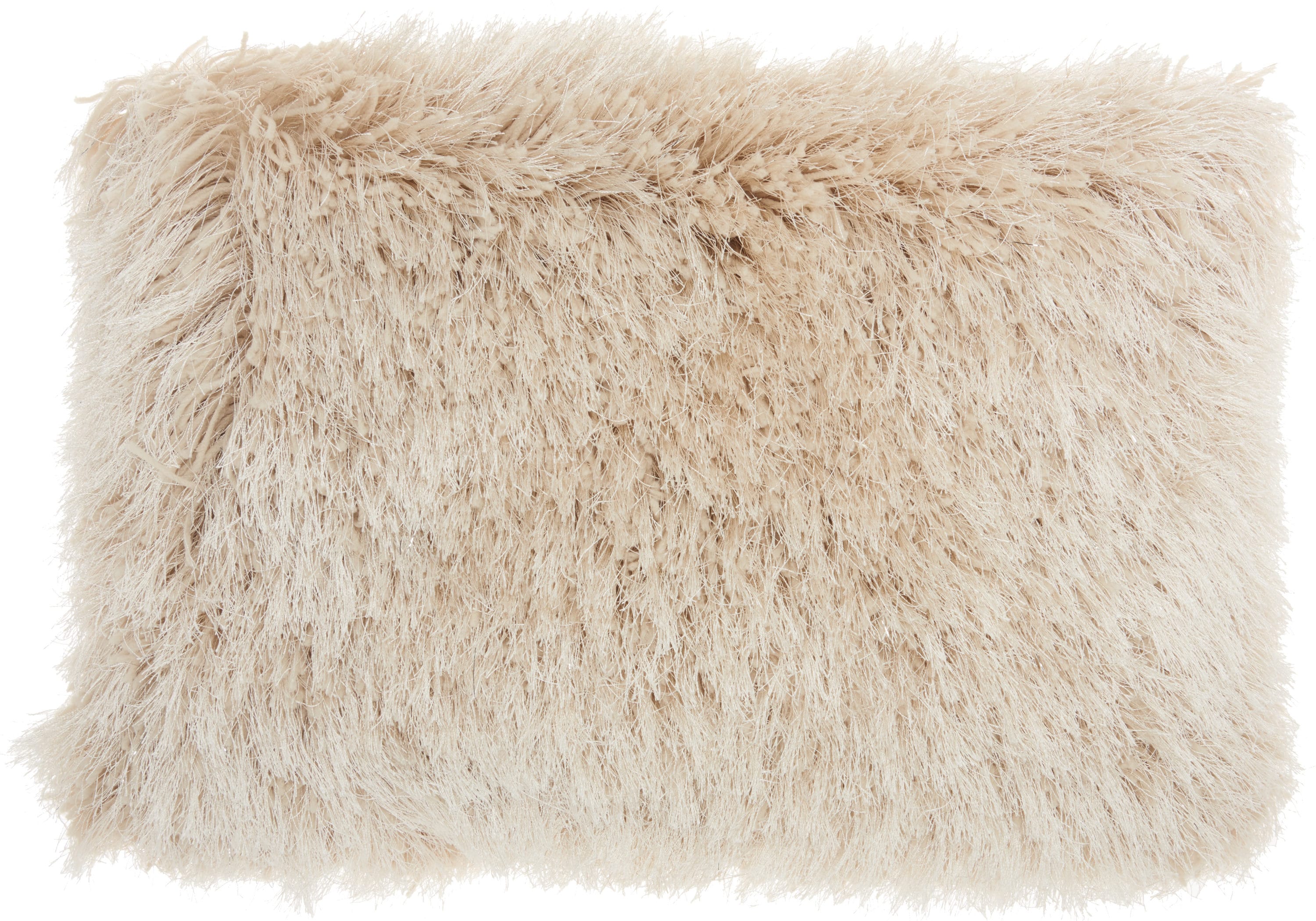 Mina Victory 798019054243 Shag 20-in x 14-in Beige Rectangular Indoor Decorative Pillow