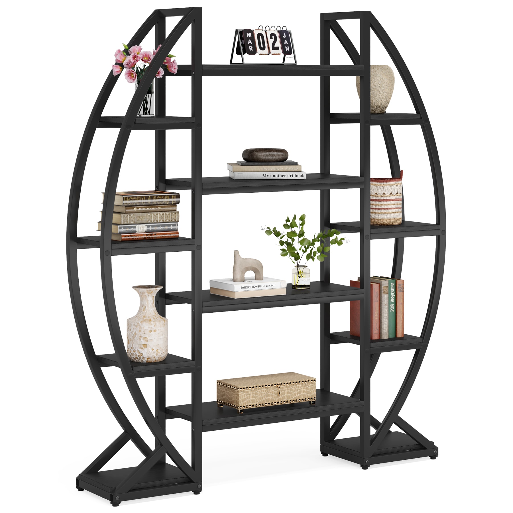 Tribesigns HOGA-C0869 Black Metal 5 -Shelf Bookcase ( 49.21-in W x 69.68-in H x 11.81-in D ) Finished