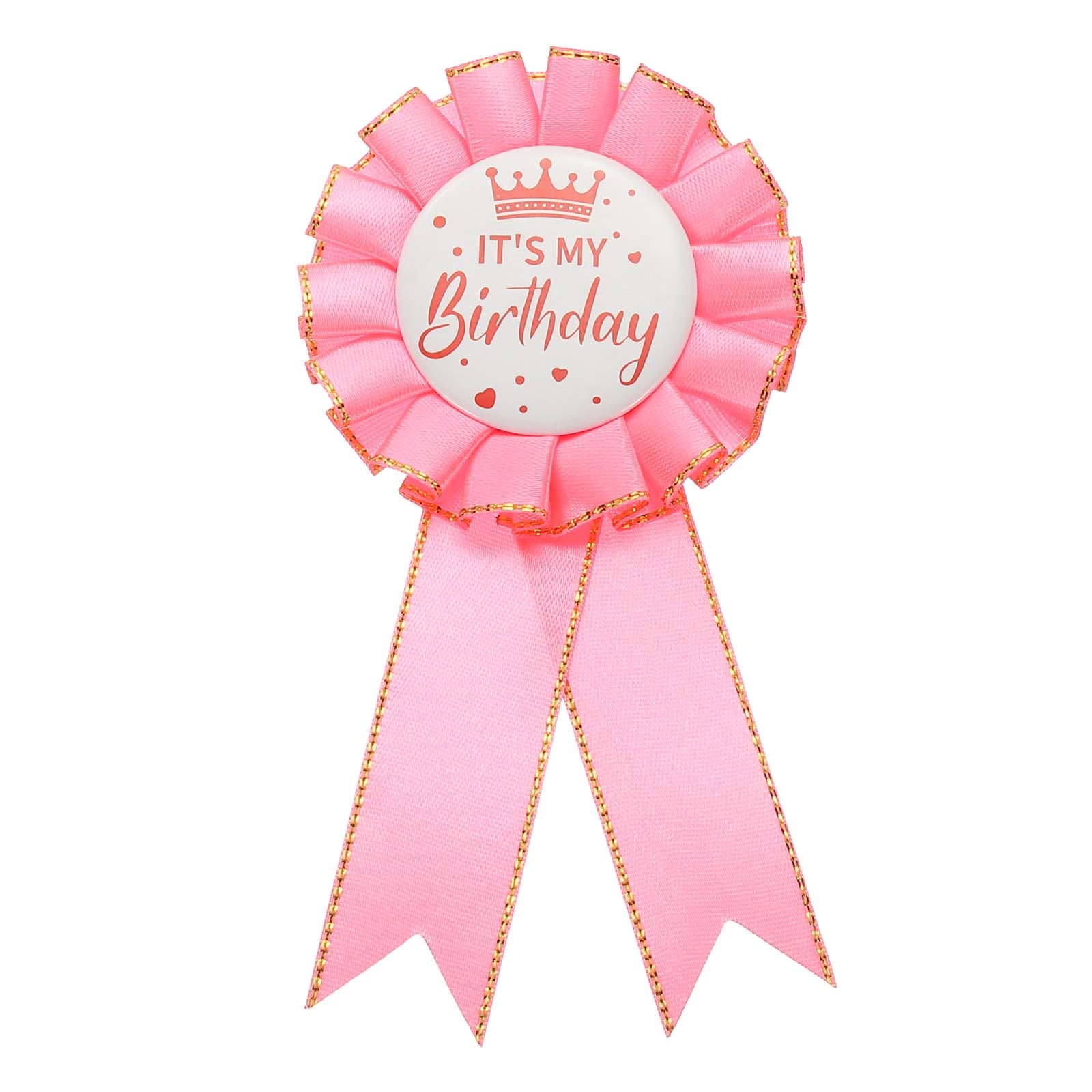 Unique Bargains Birthday Ribbon 5.9 x 2.8 Inch Award Ribbon Pin Fabric ITS MY Birthday Pin for Party Adults Women Party Decorations Celebration Accessory Gift Pink