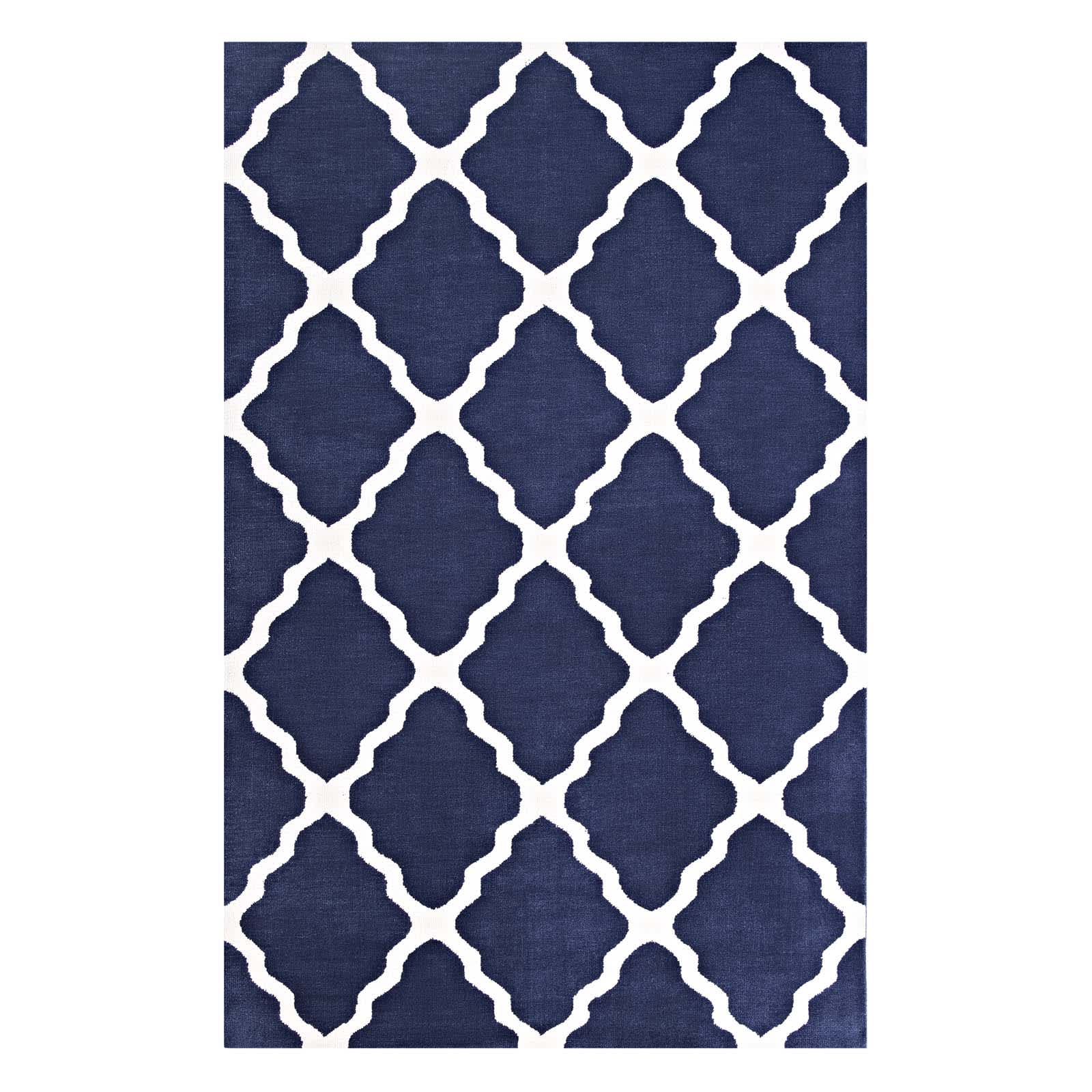 Modway R-1003A-58 Marja Moroccan Trellis 5x8 Area Rug in Navy and Ivory