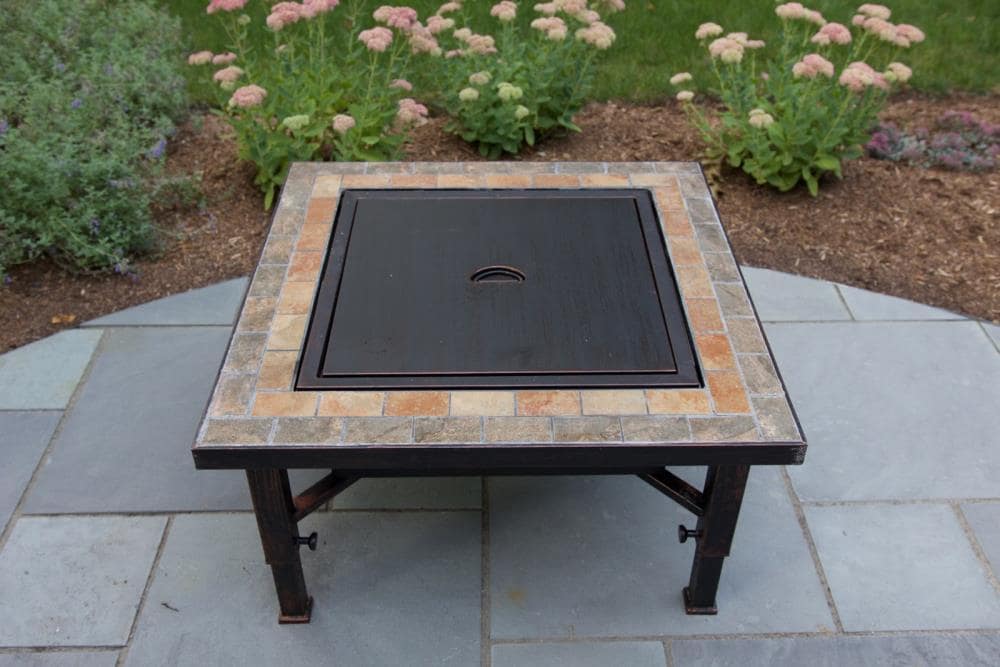 Global Outdoors 34 In W Brushed Bronze Steel Wood Burning Fire Pit In The Wood Burning Fire Pits Department At Lowes Com
